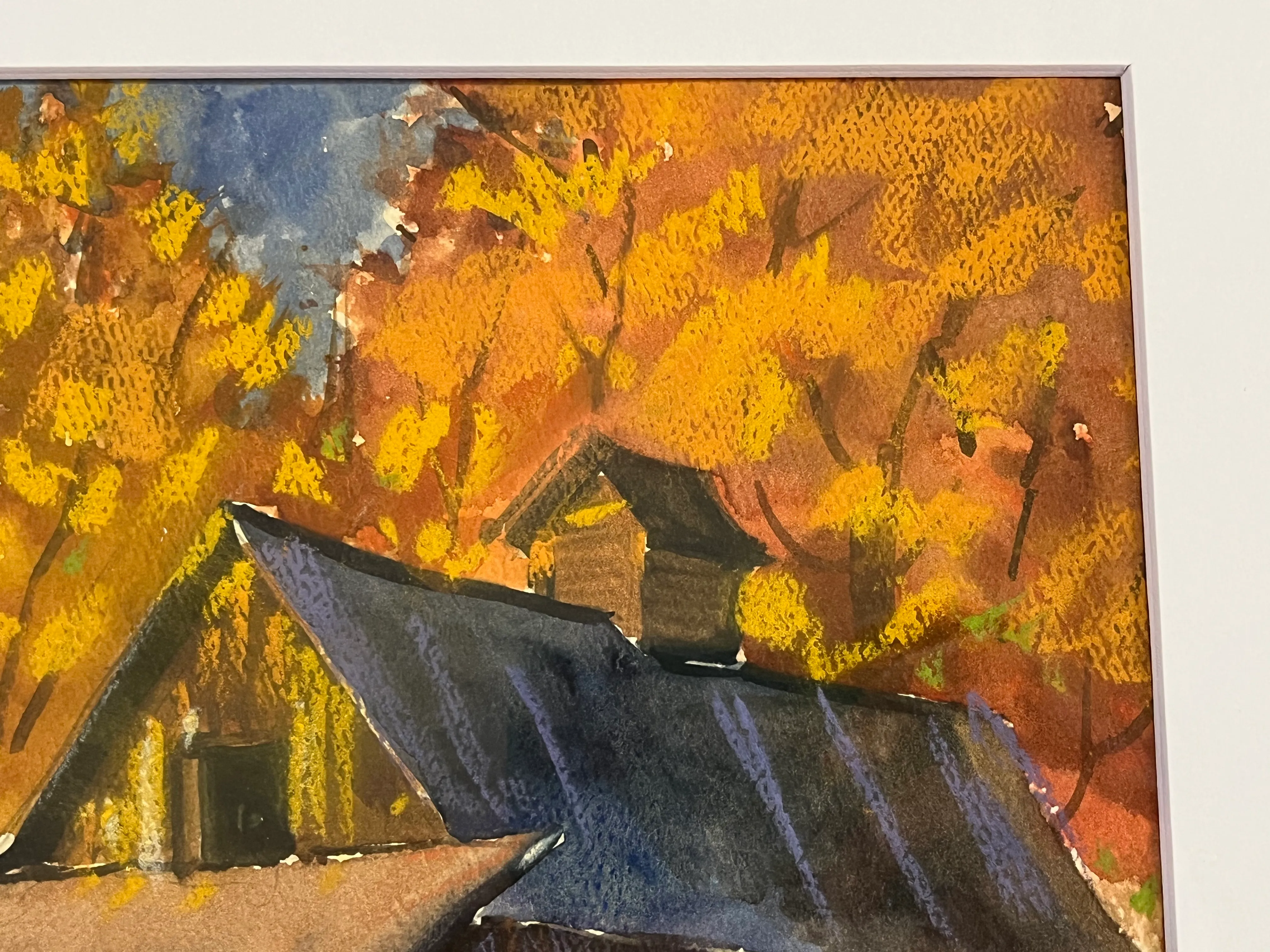 油彩画「Осеннее раздумье」 1946年 Kazonn O.A. Oil Painting Autumn Is Far Away Kalenyuk O. Unframed