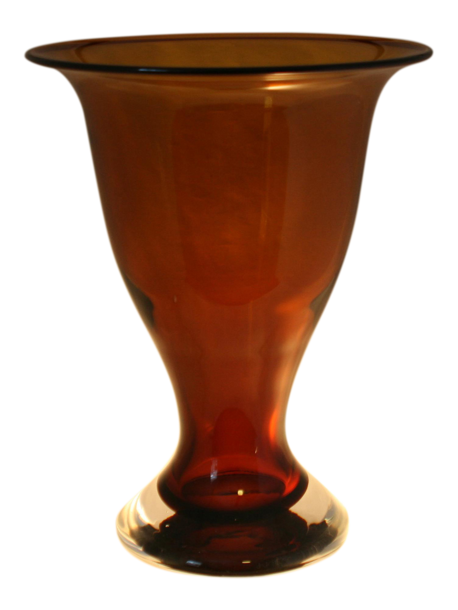 Large Hand Blown Amber Studio Art Glass Trumpet Vase Chairish