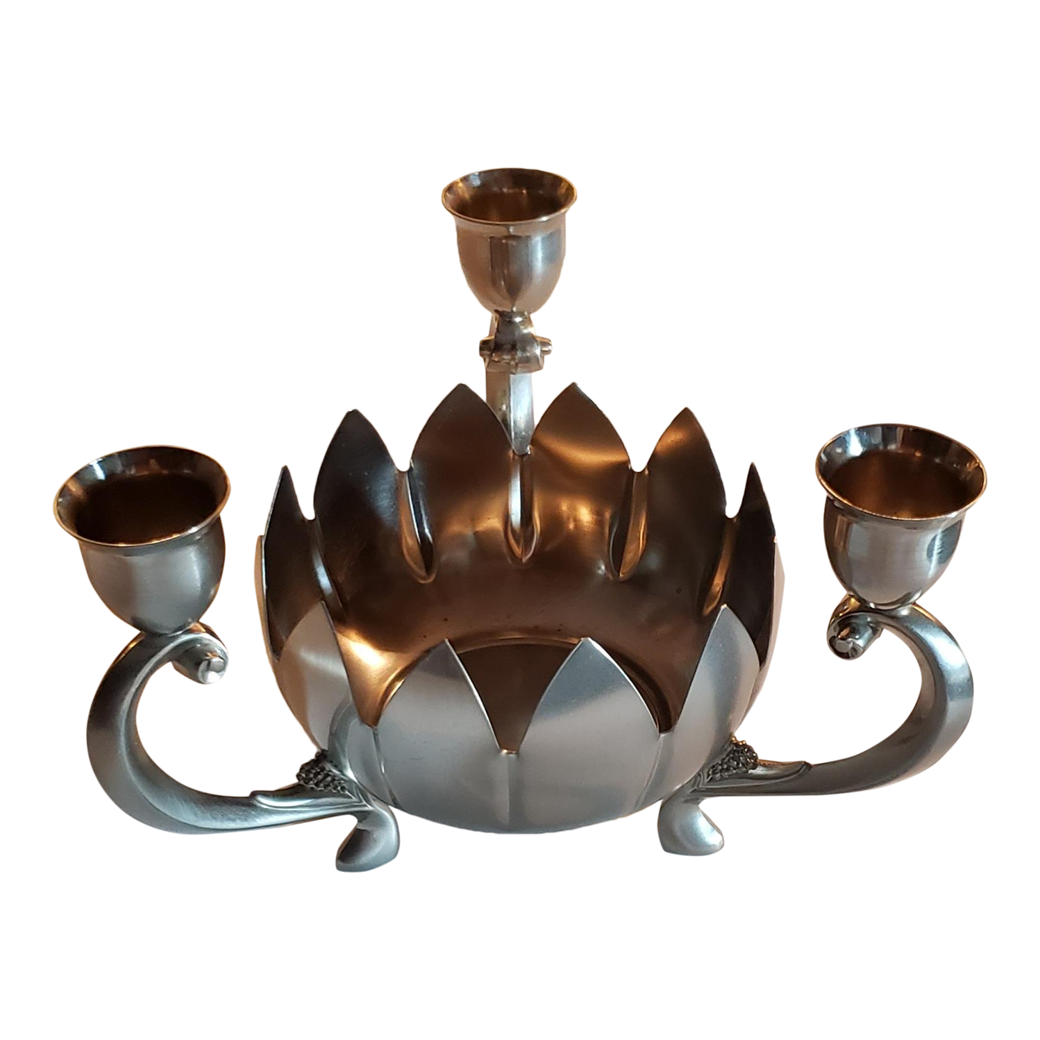 Vintage Leonard Silver Plate Lotus Flower Bowl & Candle Holder Chairish