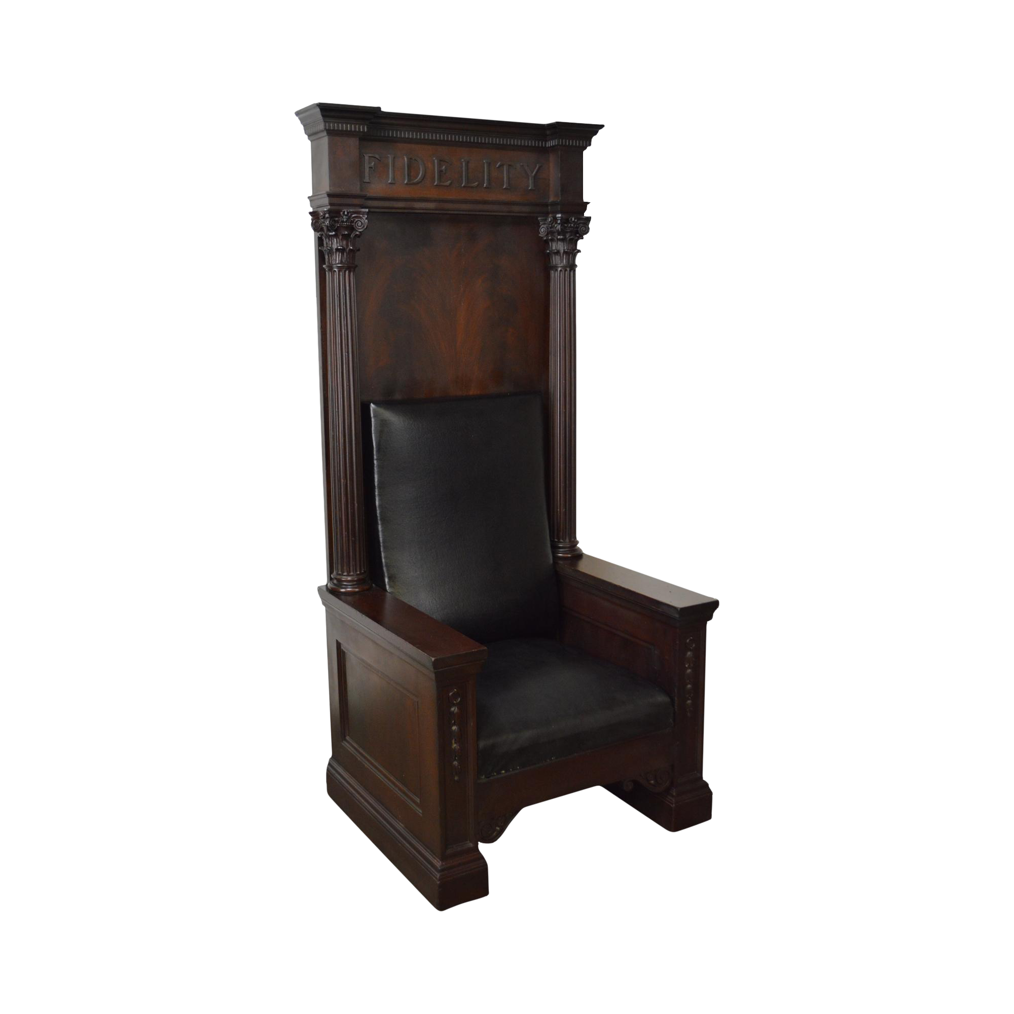 Antique High Back Mahogany Masonic Throne Chair "Fidelity"