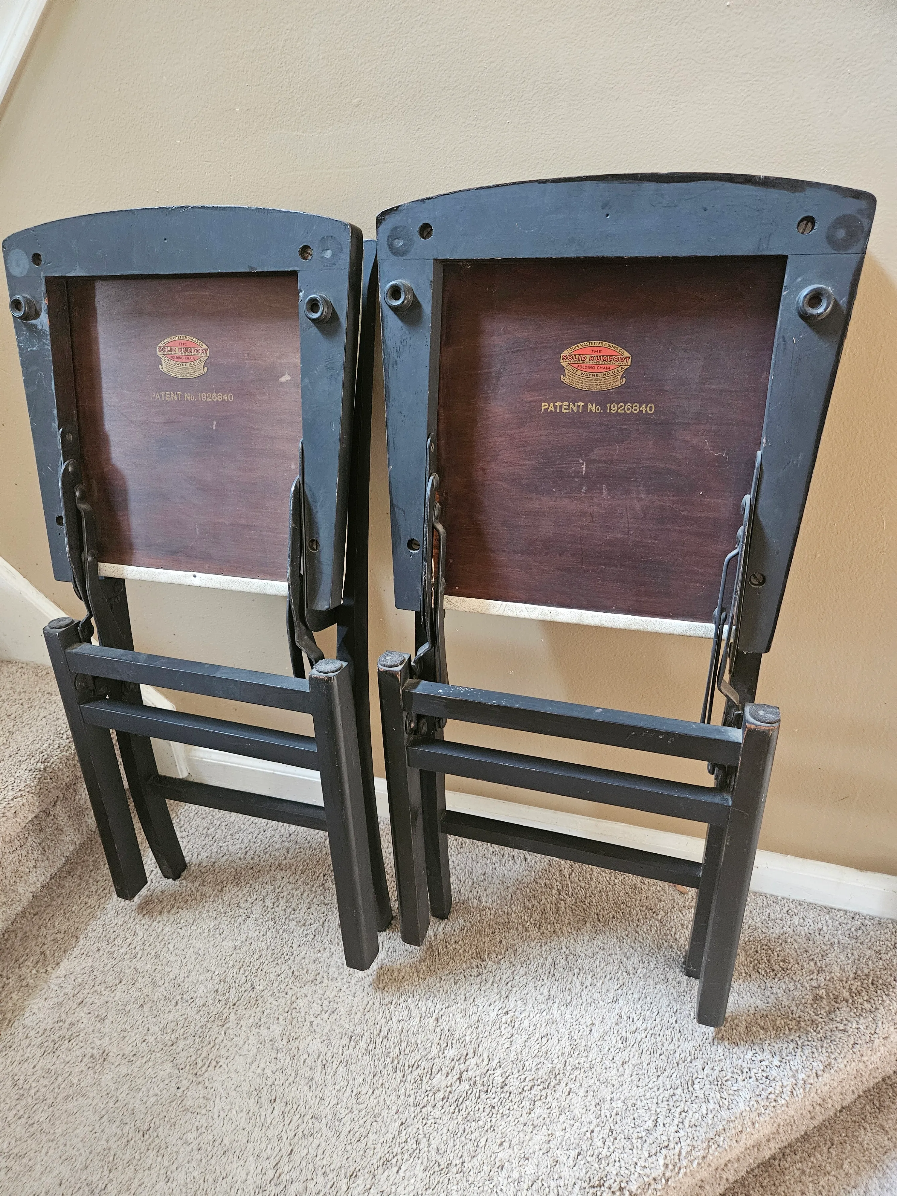 1920s Vintage Louis Rastetter Sons Black Wood Folding Chairs A