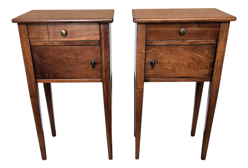 Italian Rustic Wood Nightstands, Tuscany, 1950s, Set of 2