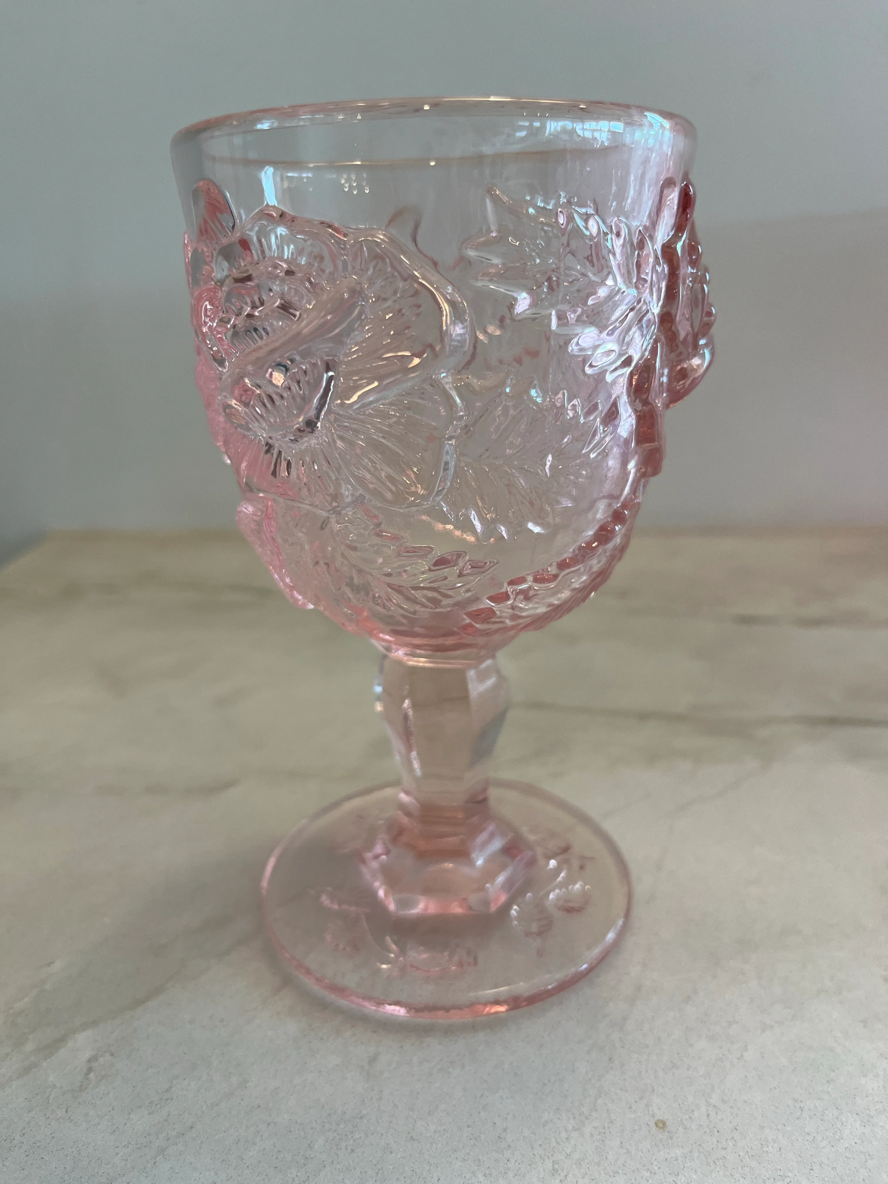 1980s Vintage Pink Madonna Rose Water/Wine Goblet from Madonna Inn by Lg  Wright Fenton | Chairish
