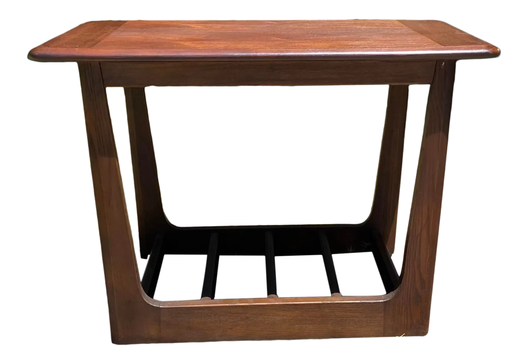 MidCentury Side Table With Tapered Slatted Shelf Chairish