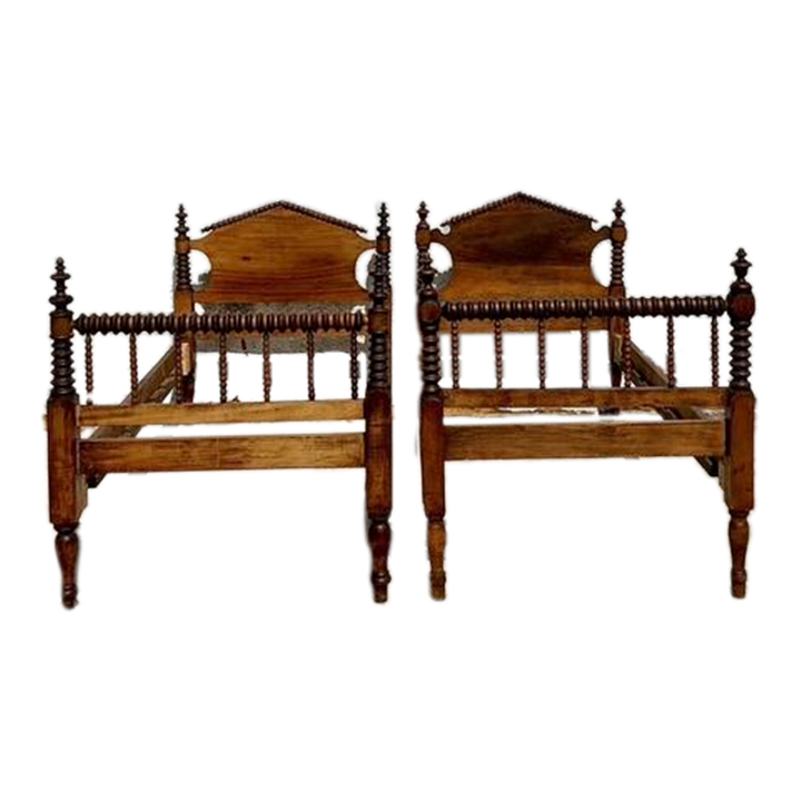 Vintage Traditional Barley Twist Twin Bed Frames - A Pair