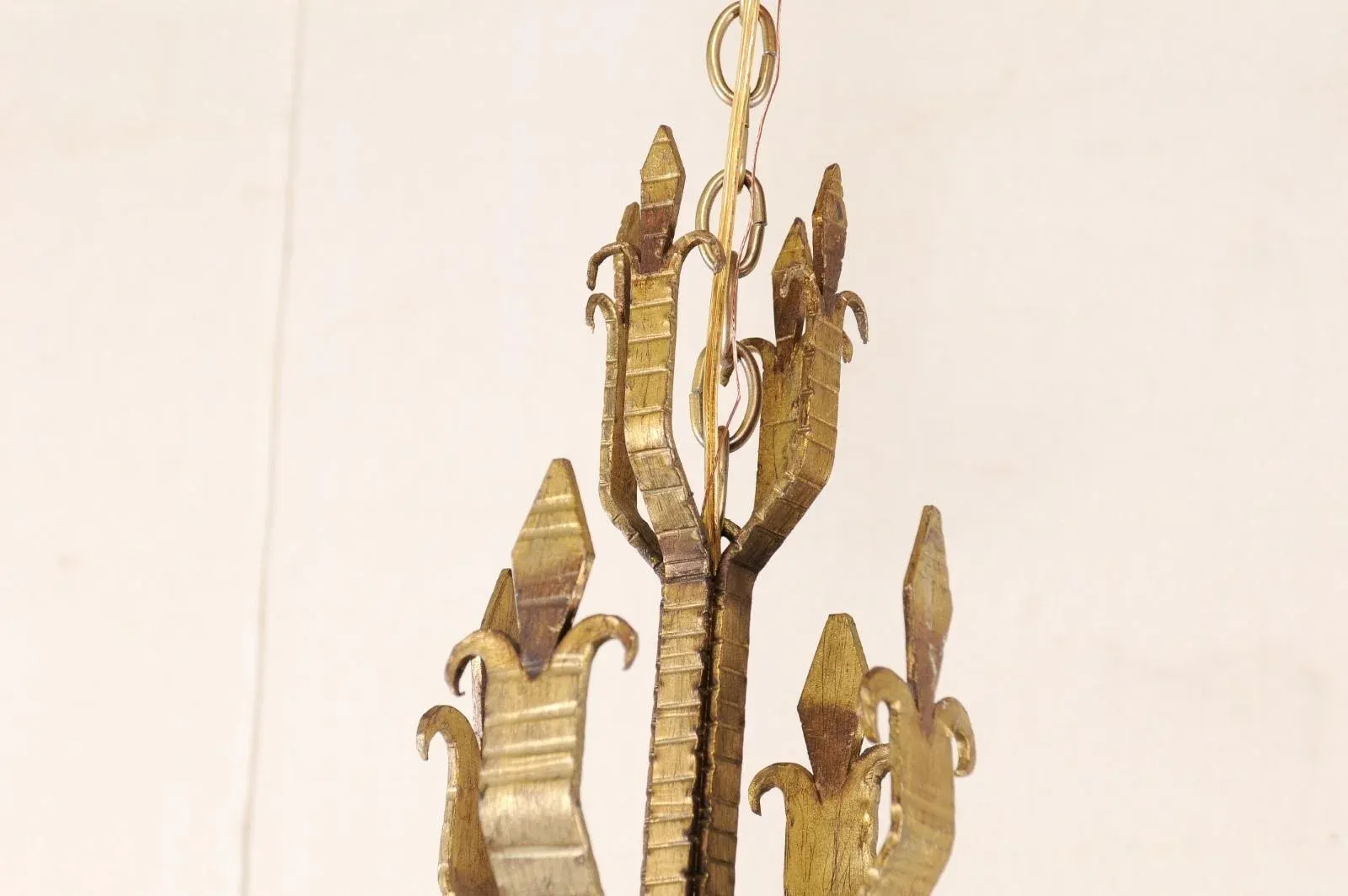 Mid 20th Century French Fleur-De-Lys Motif Gold Chandelier