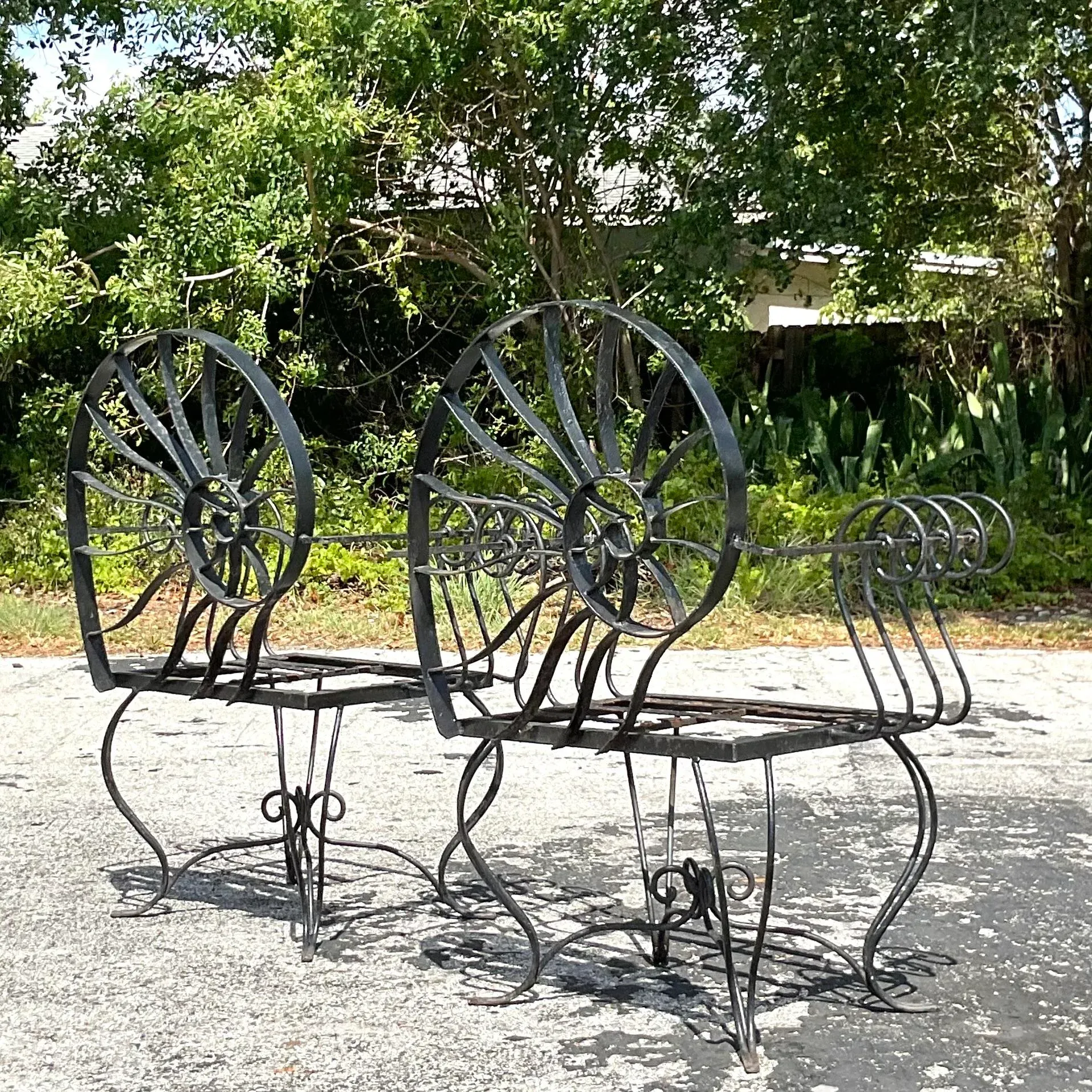 Wrought Iron Retro Pool Chairs Vintage Wrought Iron Patio