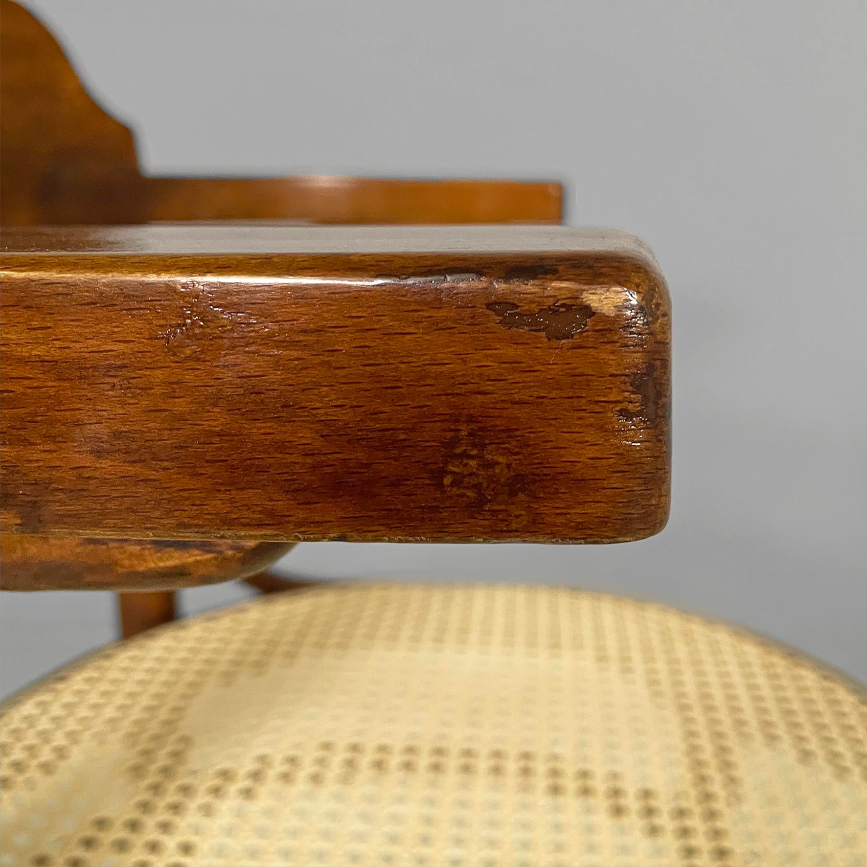Mid-Century Modern Italian Chairs in Wood and Straw, 1950s, Set of