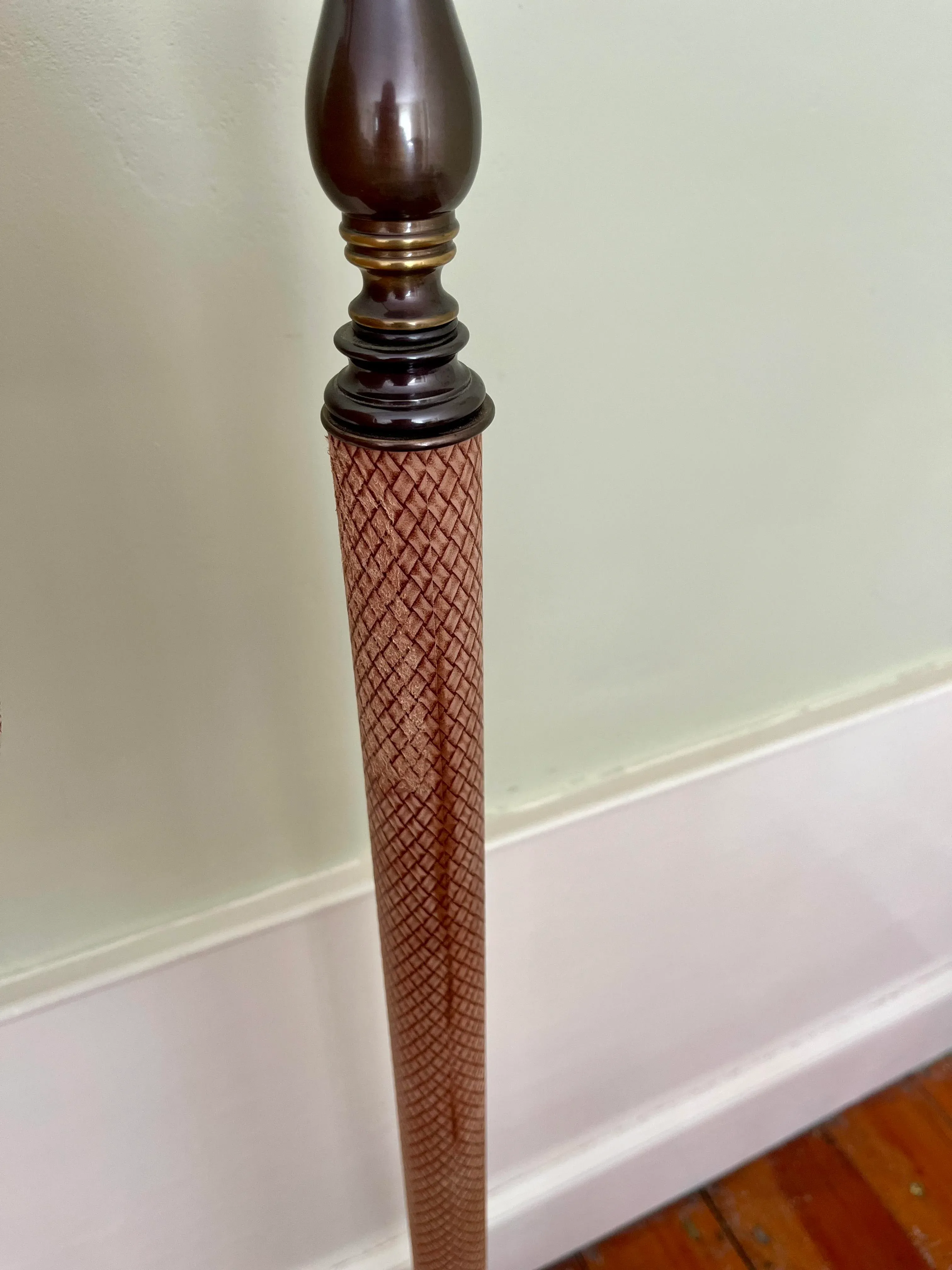 1990s Frederick Cooper Lampshade and Gooseneck Standing Floor Lamp, Textured Basket Weave Fabric