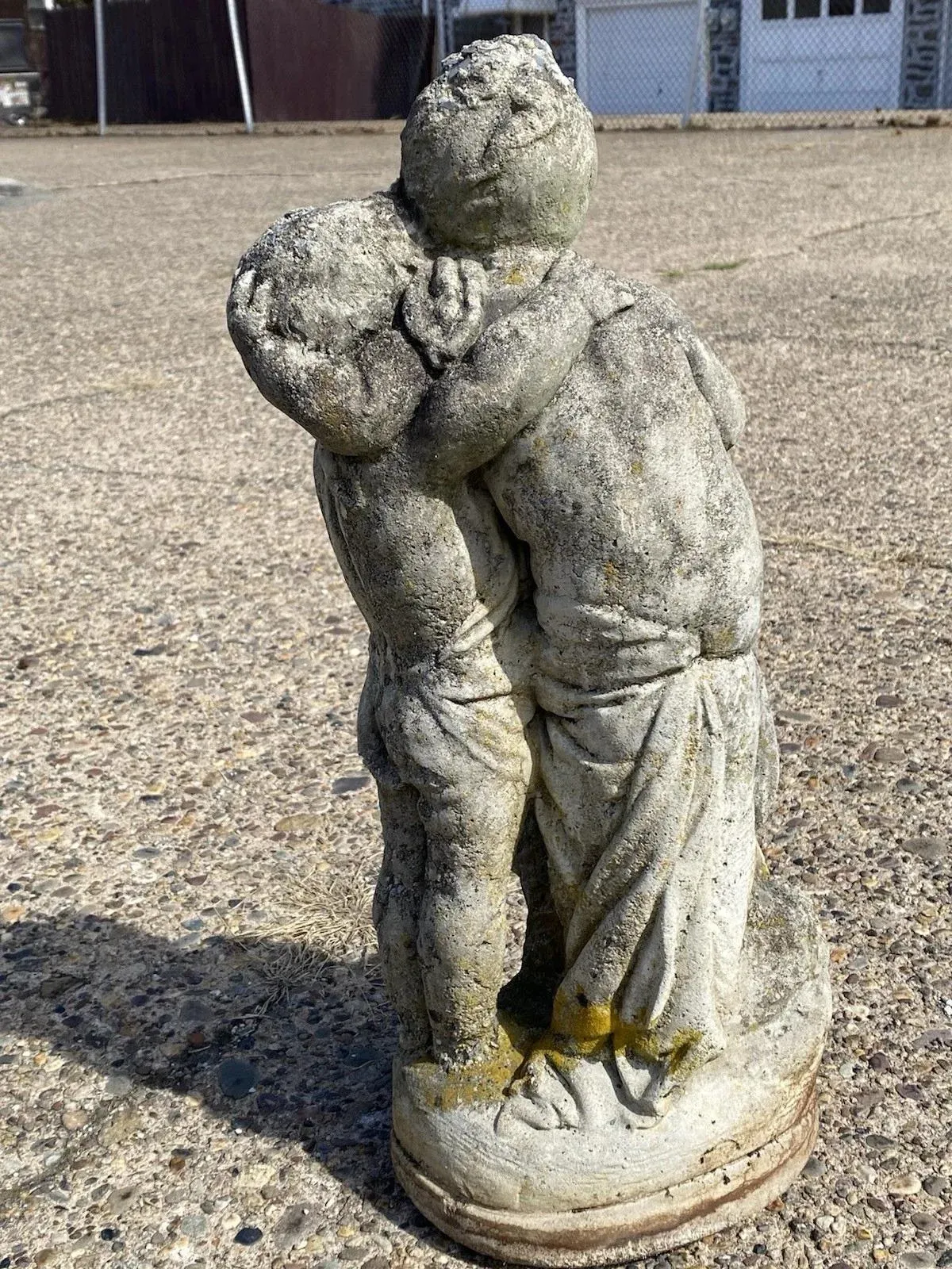 French Neoclassical Small Concrete Figural Cherub Garden Statue Water  Fountain, image size:1200x1600