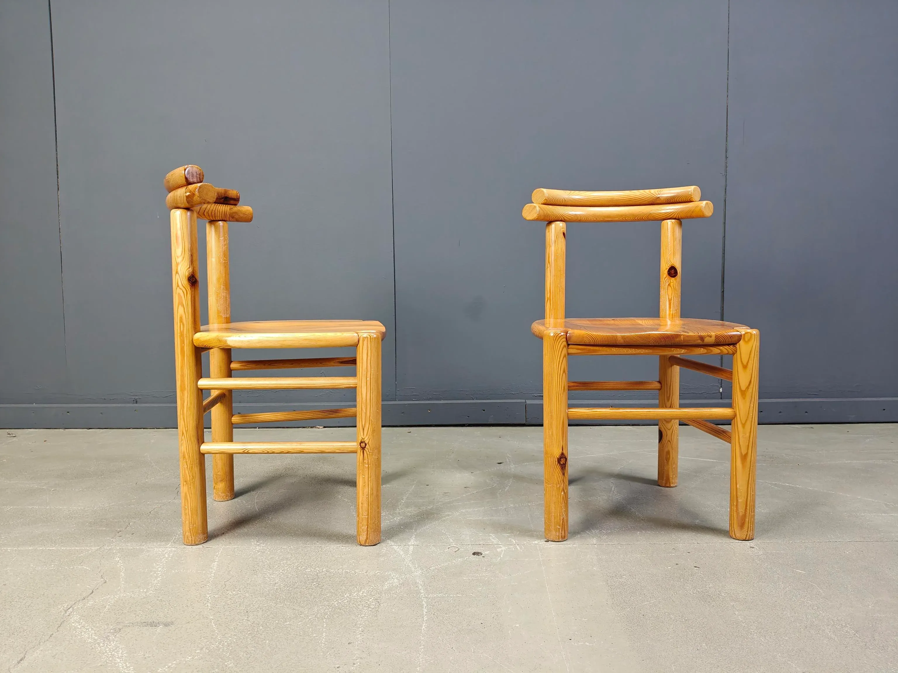 Vintage Dining Chairs in Pine, 1980s, Set of 6