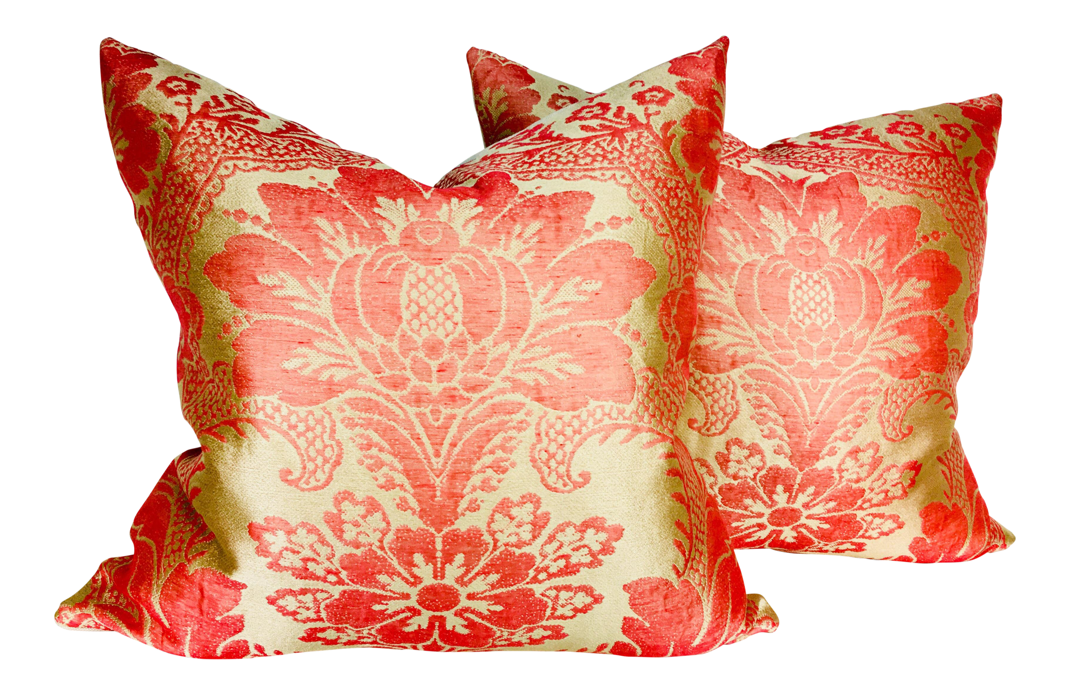 Boho Chic Raw Silk Damask Pillows A Pair Chairish