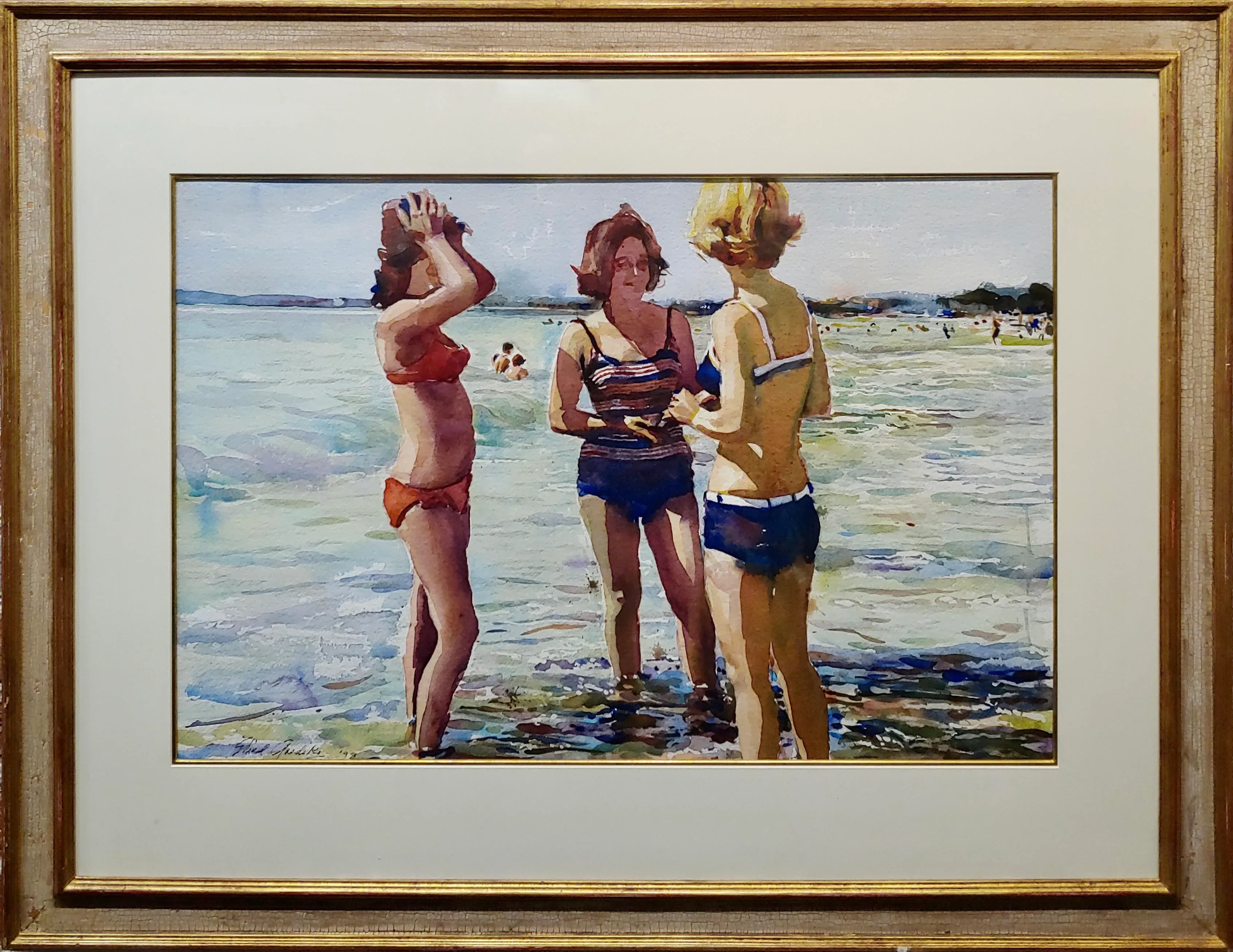 バリ絵画:beach girls Shirl Herbert Goedike -Girls at the Beach in Summer 1999