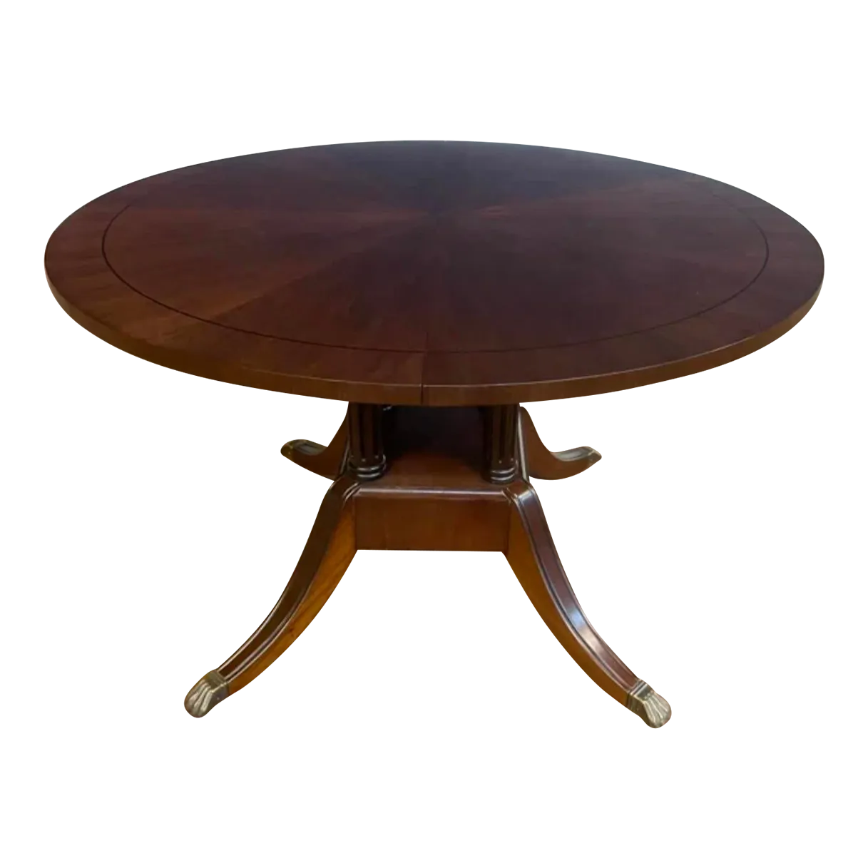 Round Walnut Style Pedestal Dining Table by Leighton Hall Made