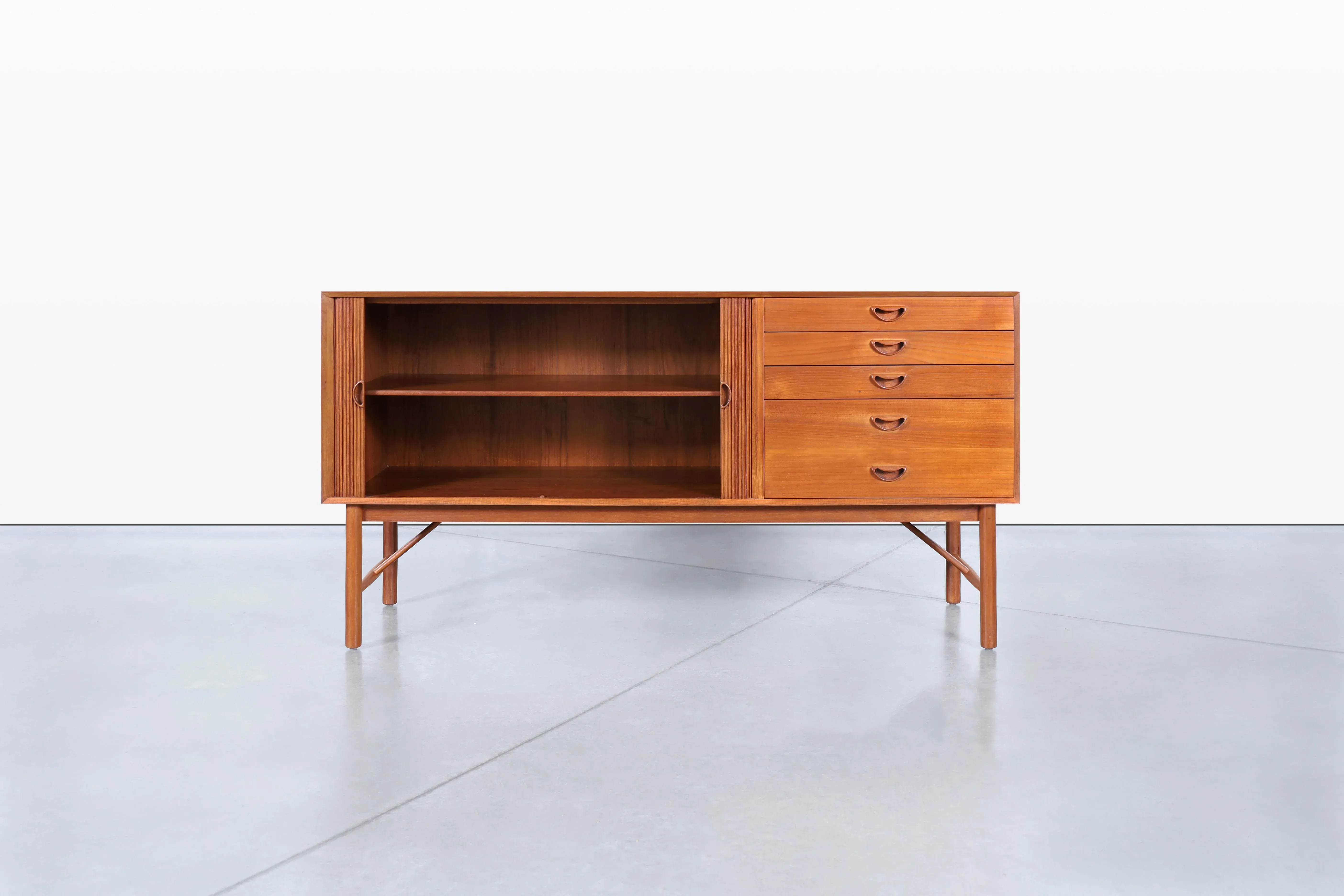 1960s Danish Teak Tambour Door Credenza by Peter Hvidt and Orla