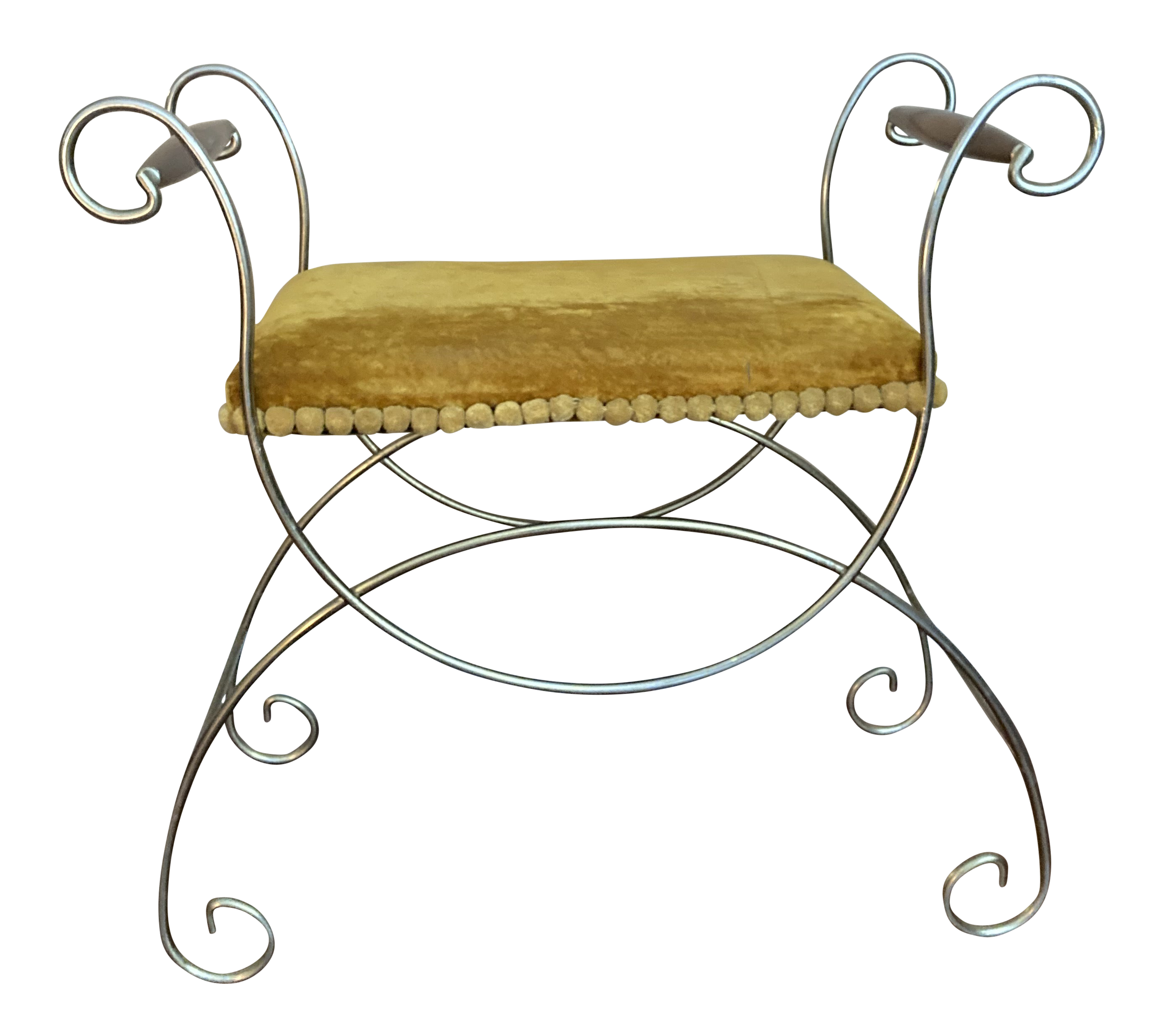 Mid Century Golden Yellow Brass Vanity Stool Chairish