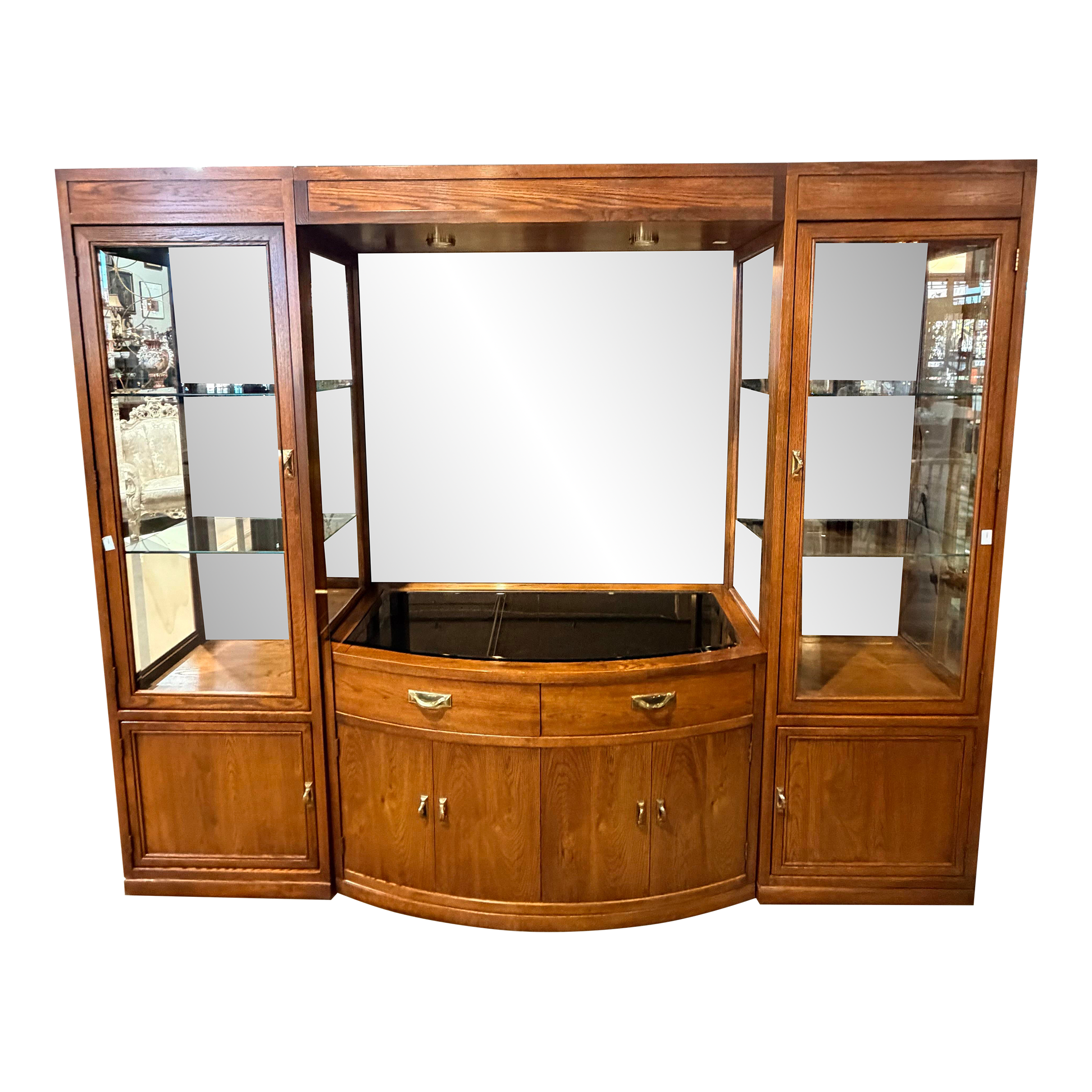 Thomasville Oak Vintage Wall Unit Cabinet