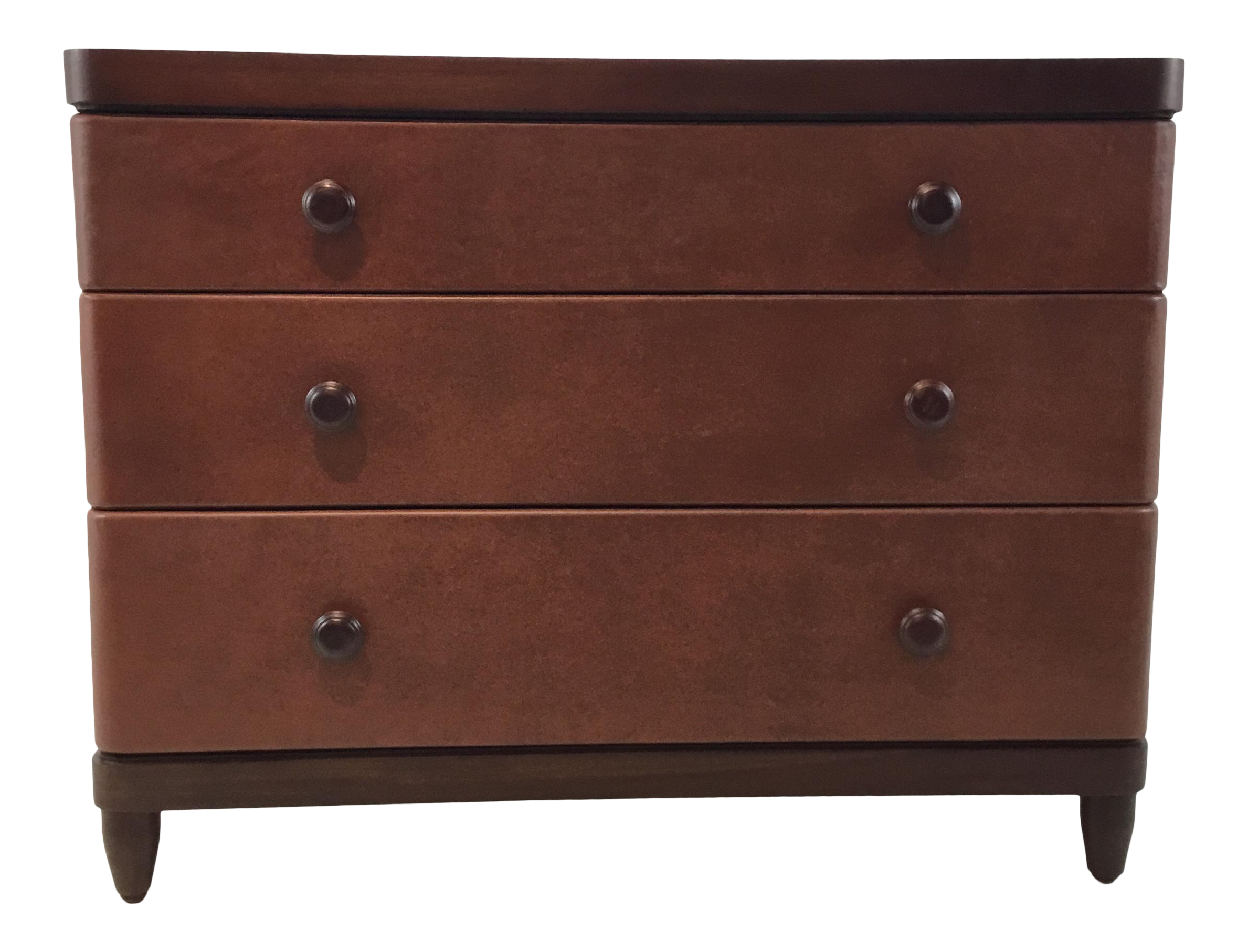 Modern Bungalow 5 Brown Leather And Wood Montclair Three Drawer
