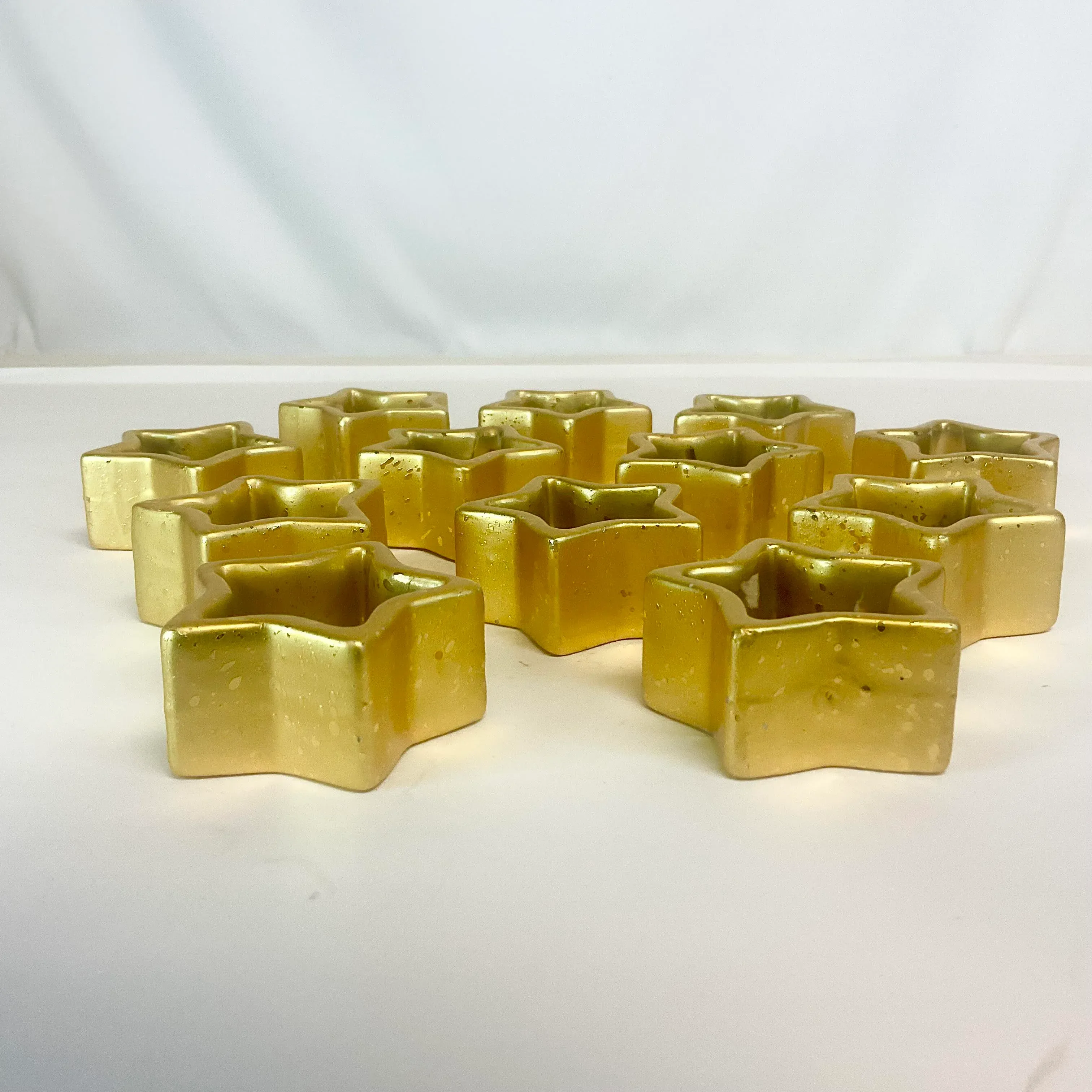 1980s Postmodern Hollywood Regency Ceramic Star Napkin Rings - Set of 12