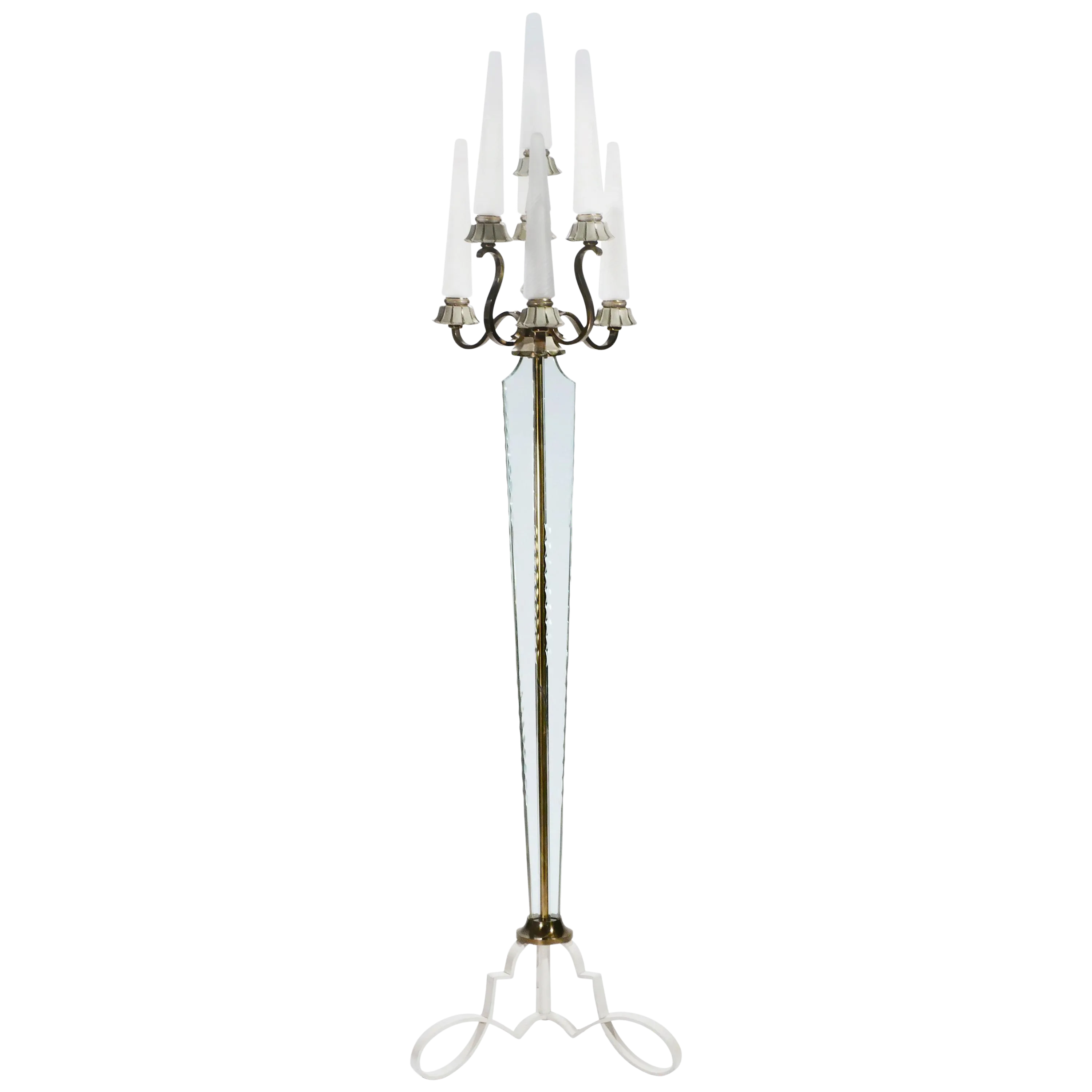 Bronze and Crystal Floor Lamp by Sabino, 1930s Chairish
