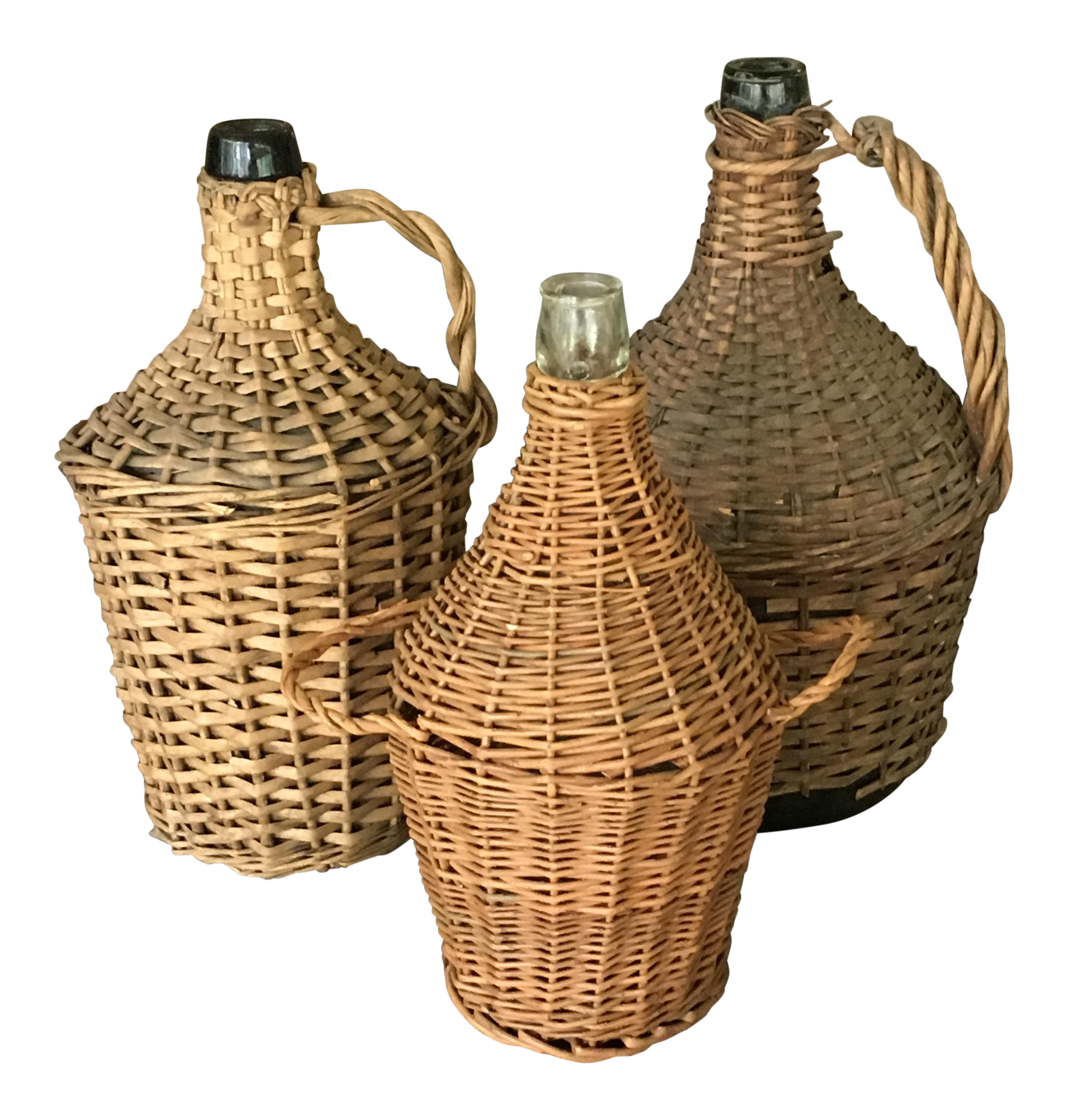Wrapped Wicker Wine Bottles Set of 3 Chairish
