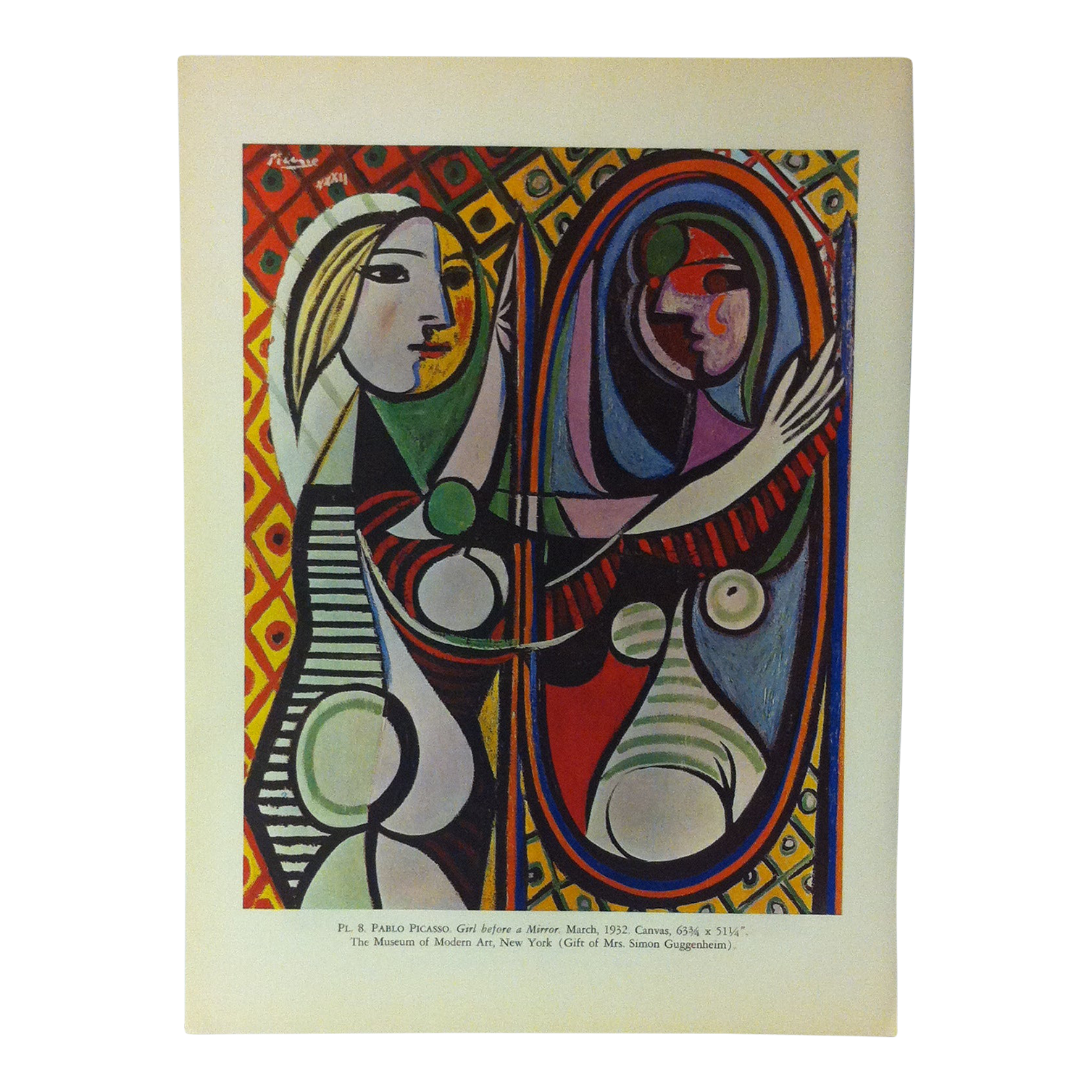 Circa 1970 Girl Before A Mirror Print Of A Famous Painting By Pablo Picasso Chairish