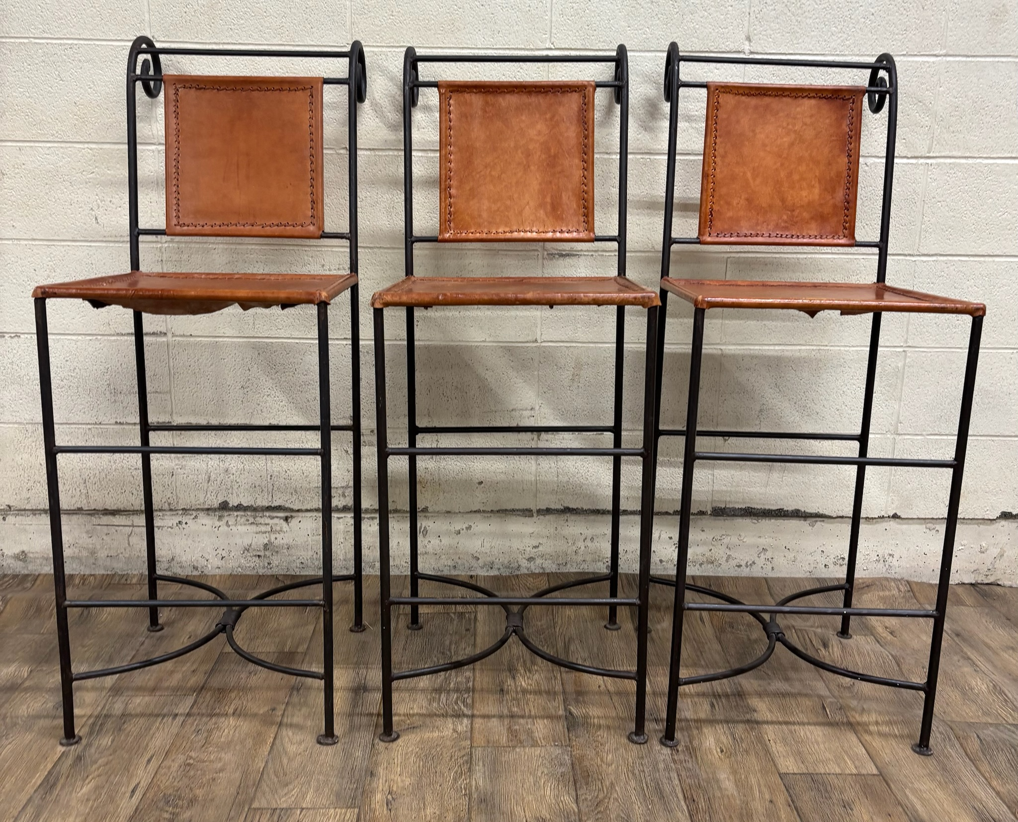 Wrought Iron Leather And Iron Counter Stools Iron Bar Ranch