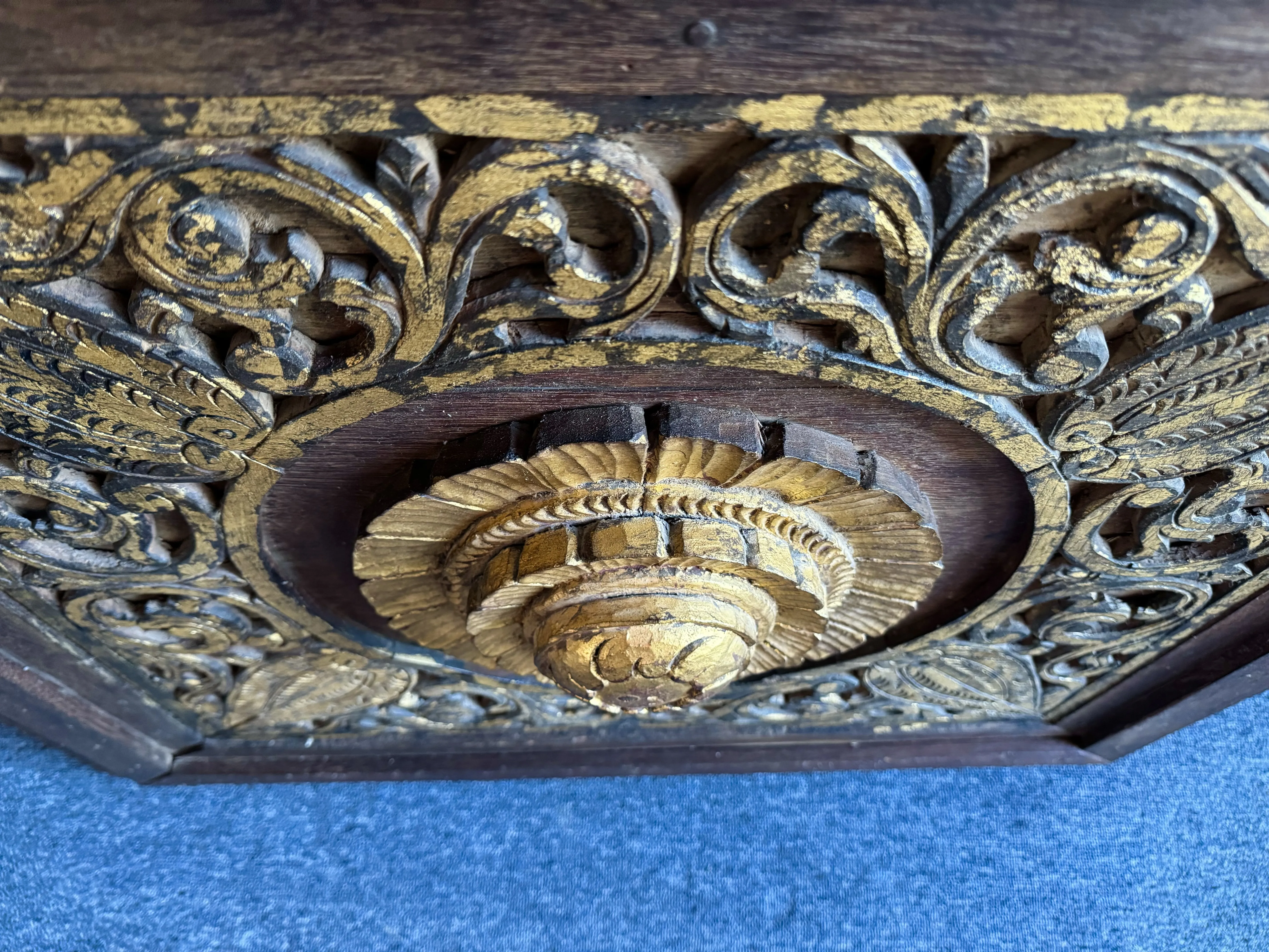 Vintage Carved Buddhist Mandalay Wall Art Panel