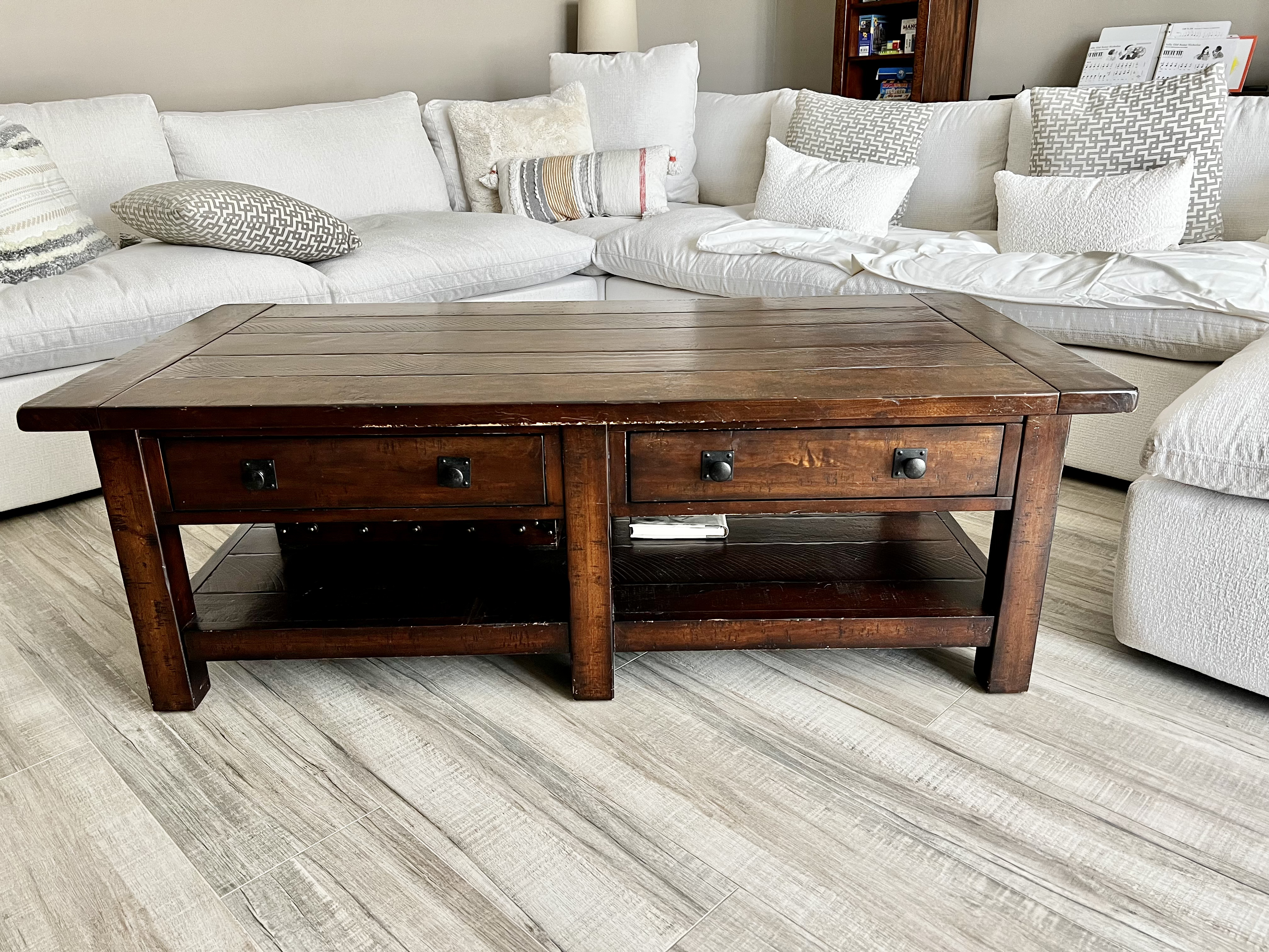 Pottery barn white coffee table deals