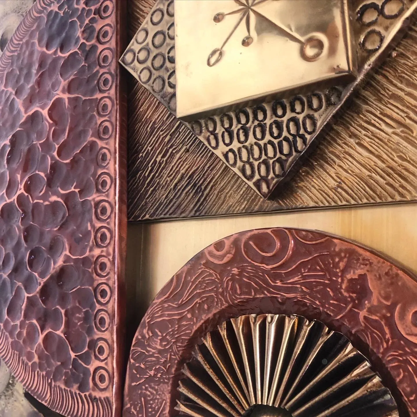 Mid 20th Century Brutalist Brass and Copper Sculptural Wall Art by