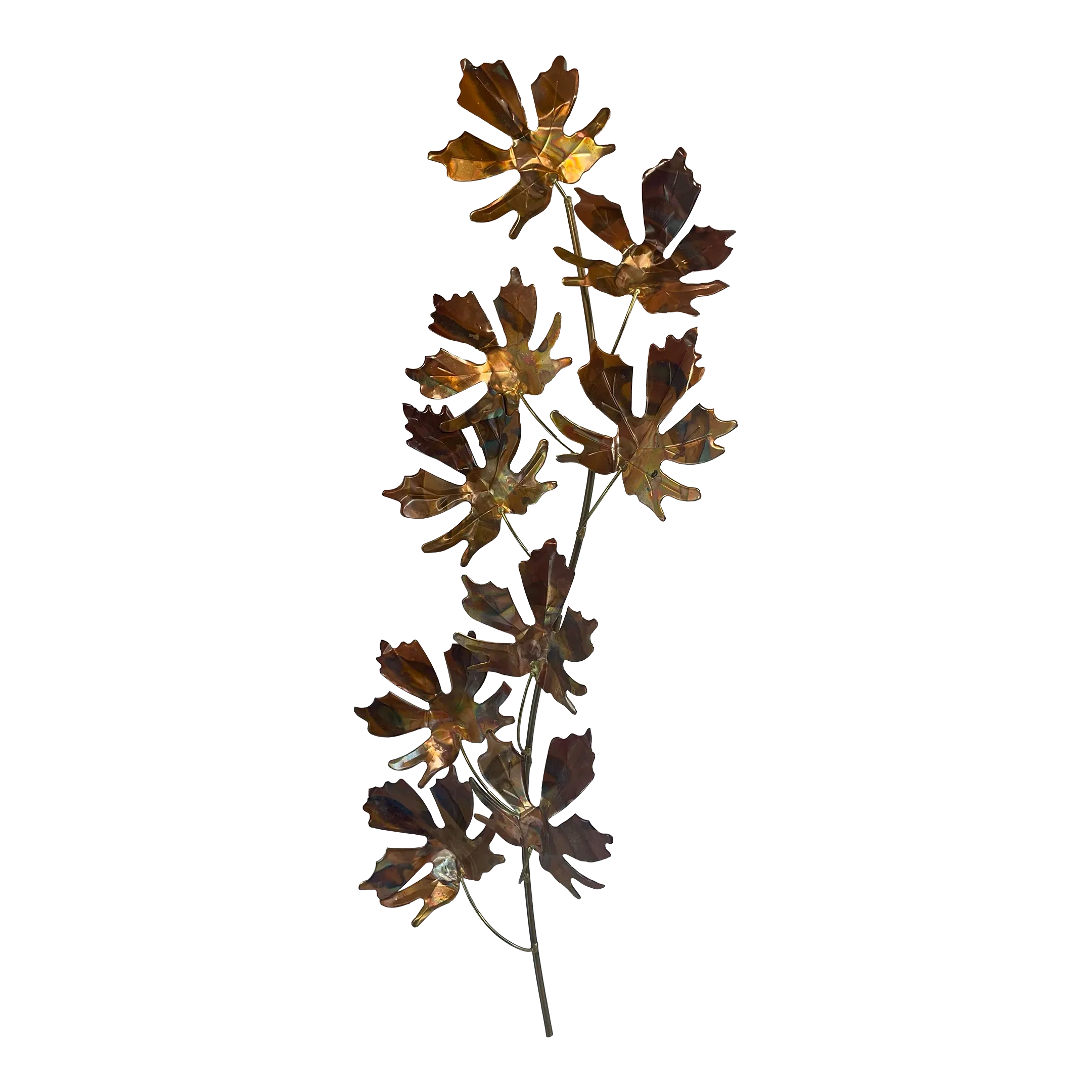 Vintage Brutalist Jere Style Metal Leaf Wall Art
