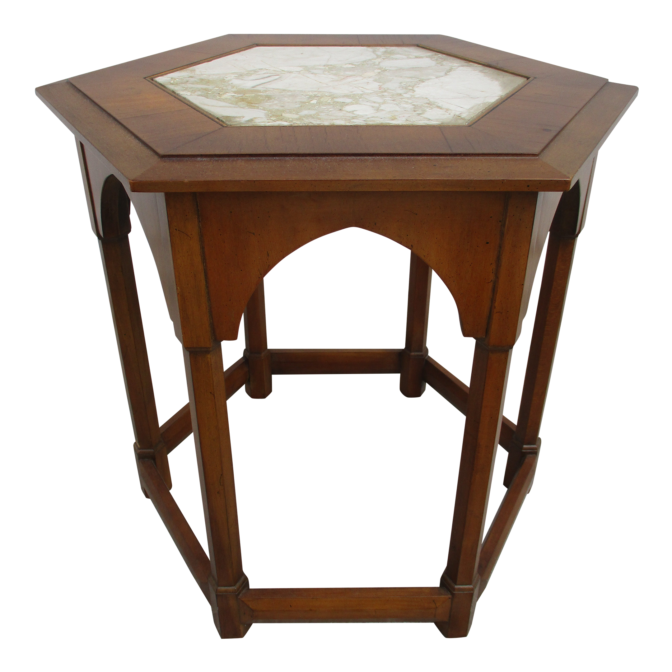 m*3様 Hilander Hexagon Table DAN Mid-Century Modern Marble Top Hexagon Side Table | Chairish