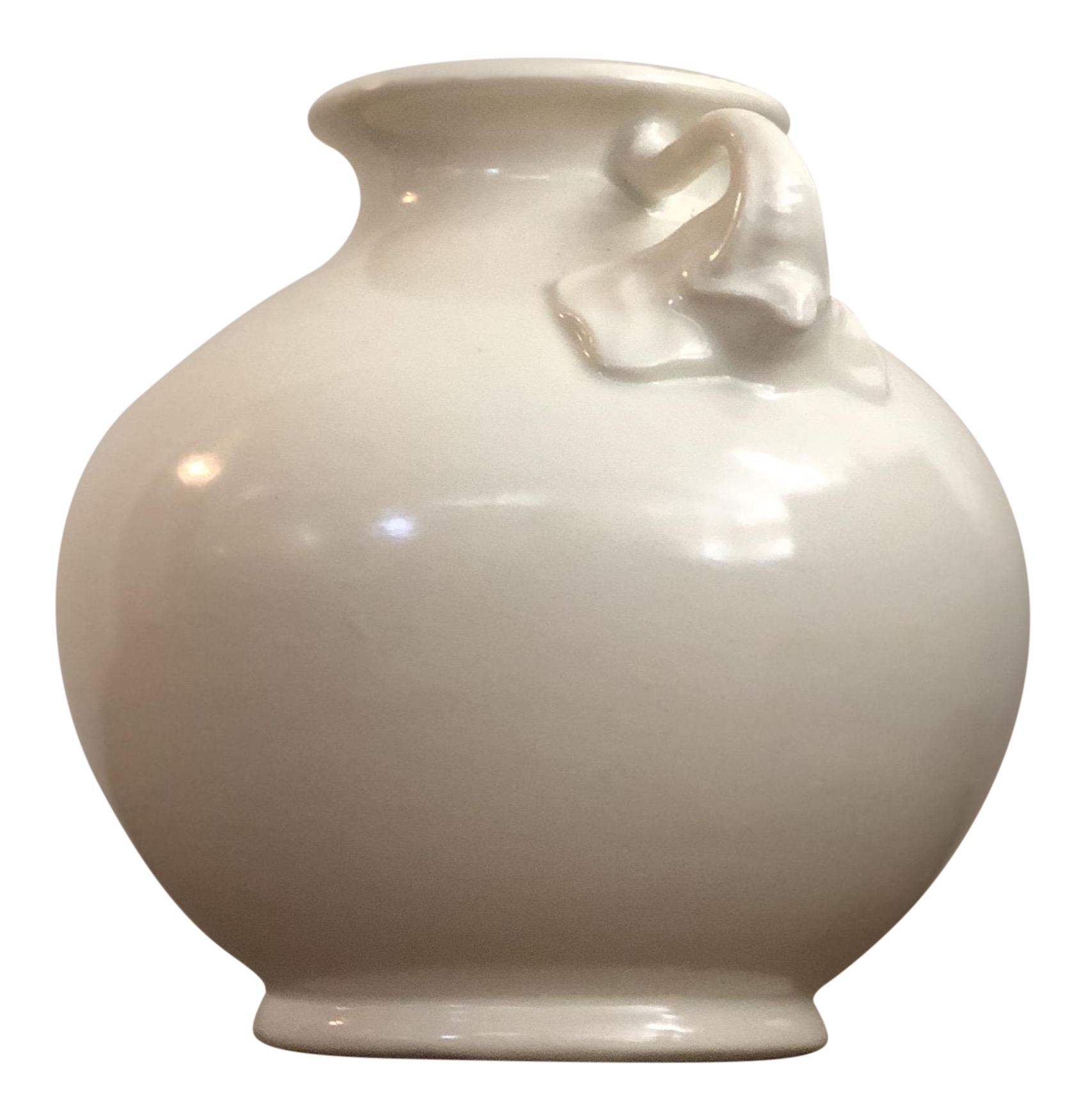 Rumrill Red Wing Pottery With Elephant Side Handles White Matte
