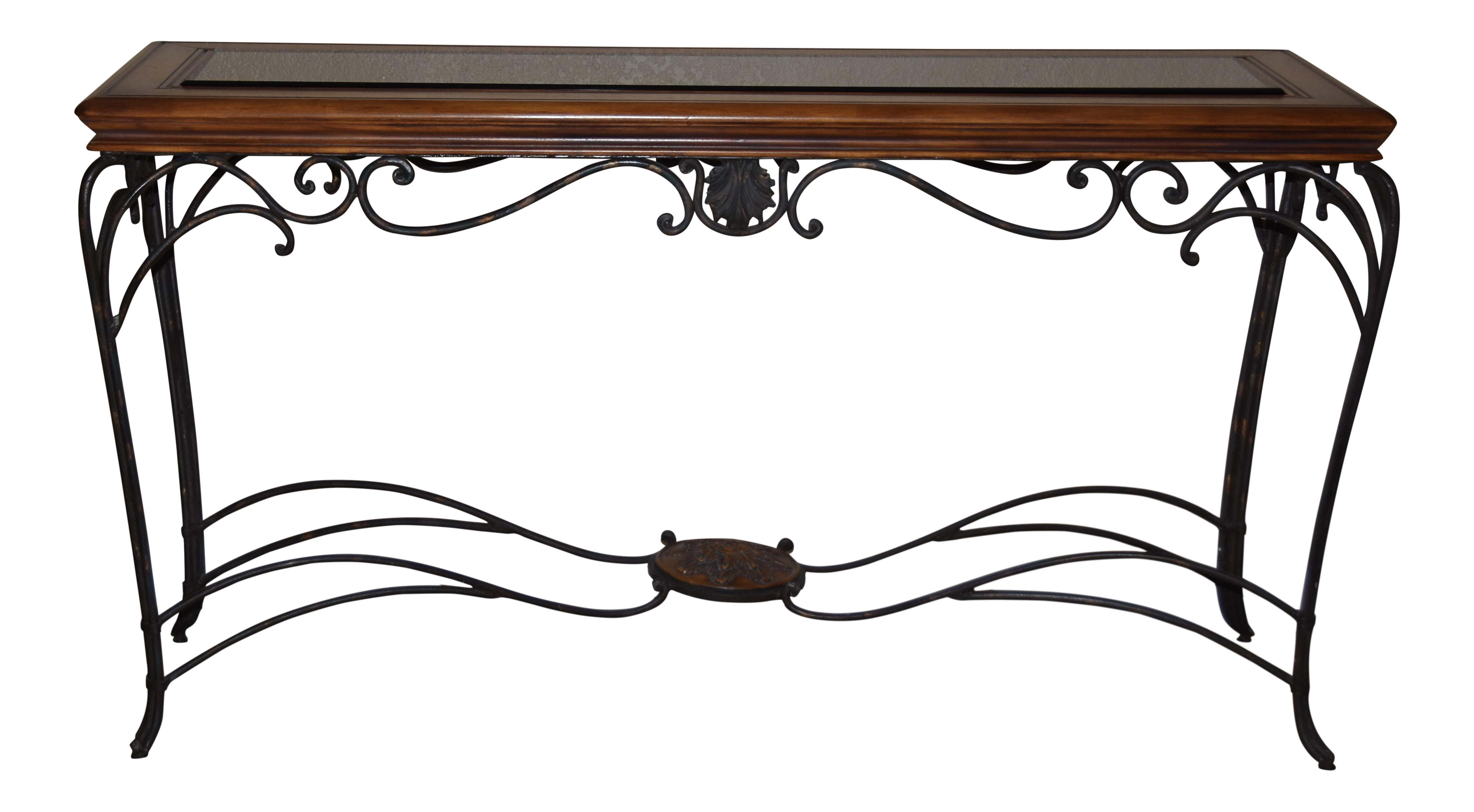 Tuscan Style Wood Iron And Glass Foyer Entry Table Chairish