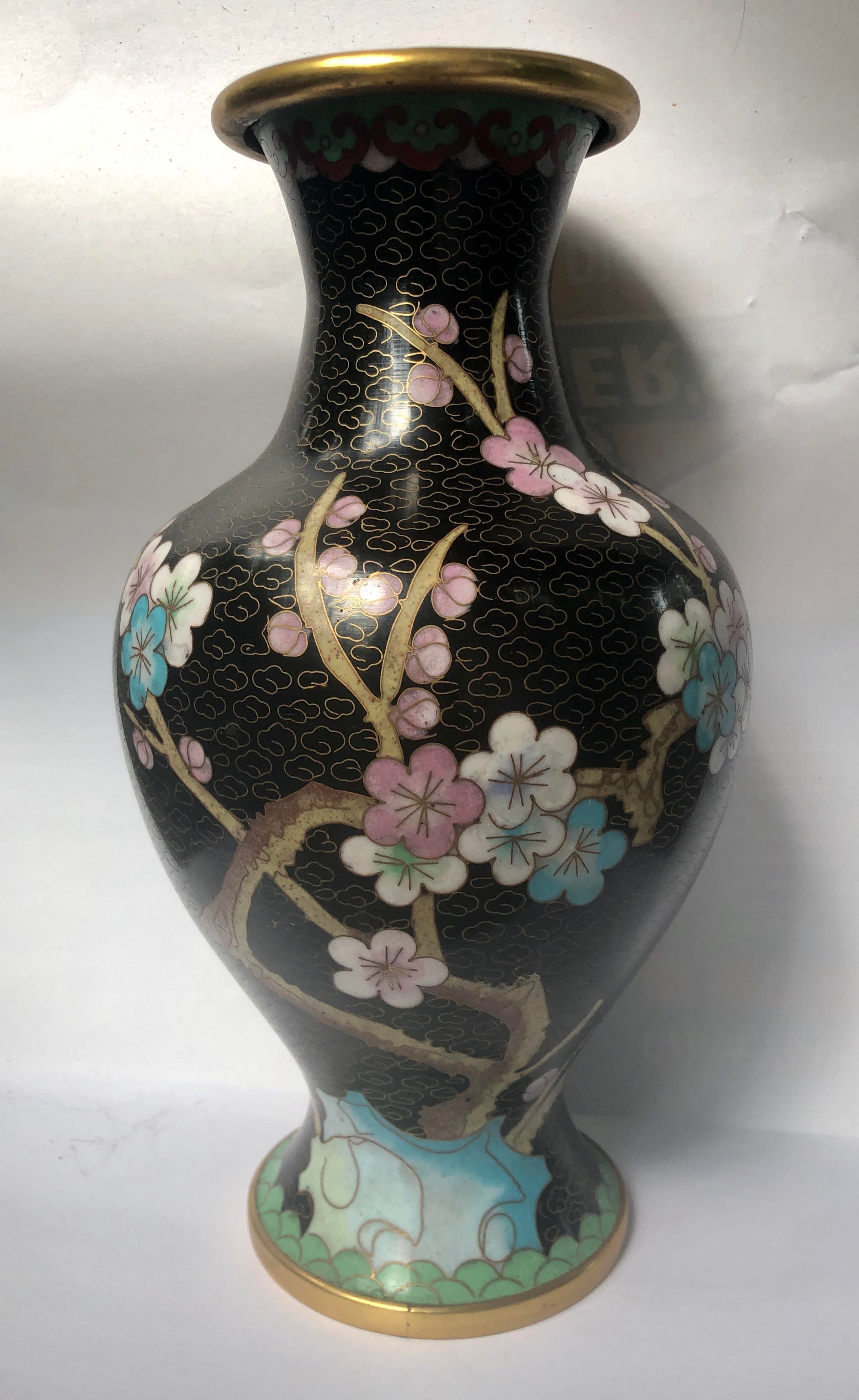 中国七宝焼き花瓶 - Chinese Cloisonné Floral Vase Antique Vintage Modern Chinese Cloisonne Enamel Floral Vase