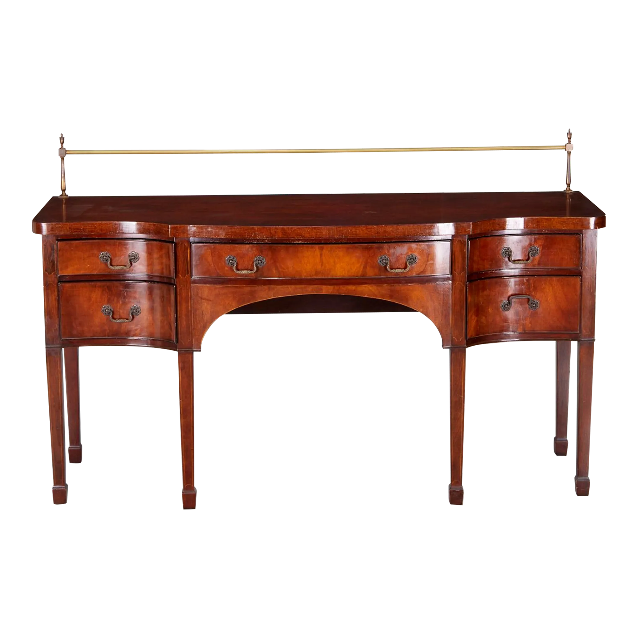 Mid 20th Century 5 Drawer Vintage Federal Style Mahogany Sideboard With