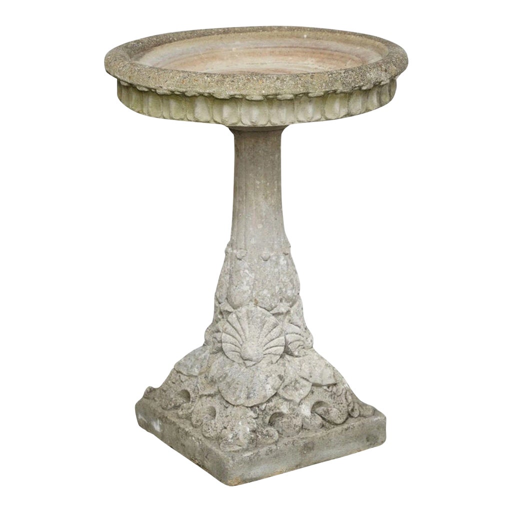 Large English Vintage Bird Bath on Column Base With Seashell ...