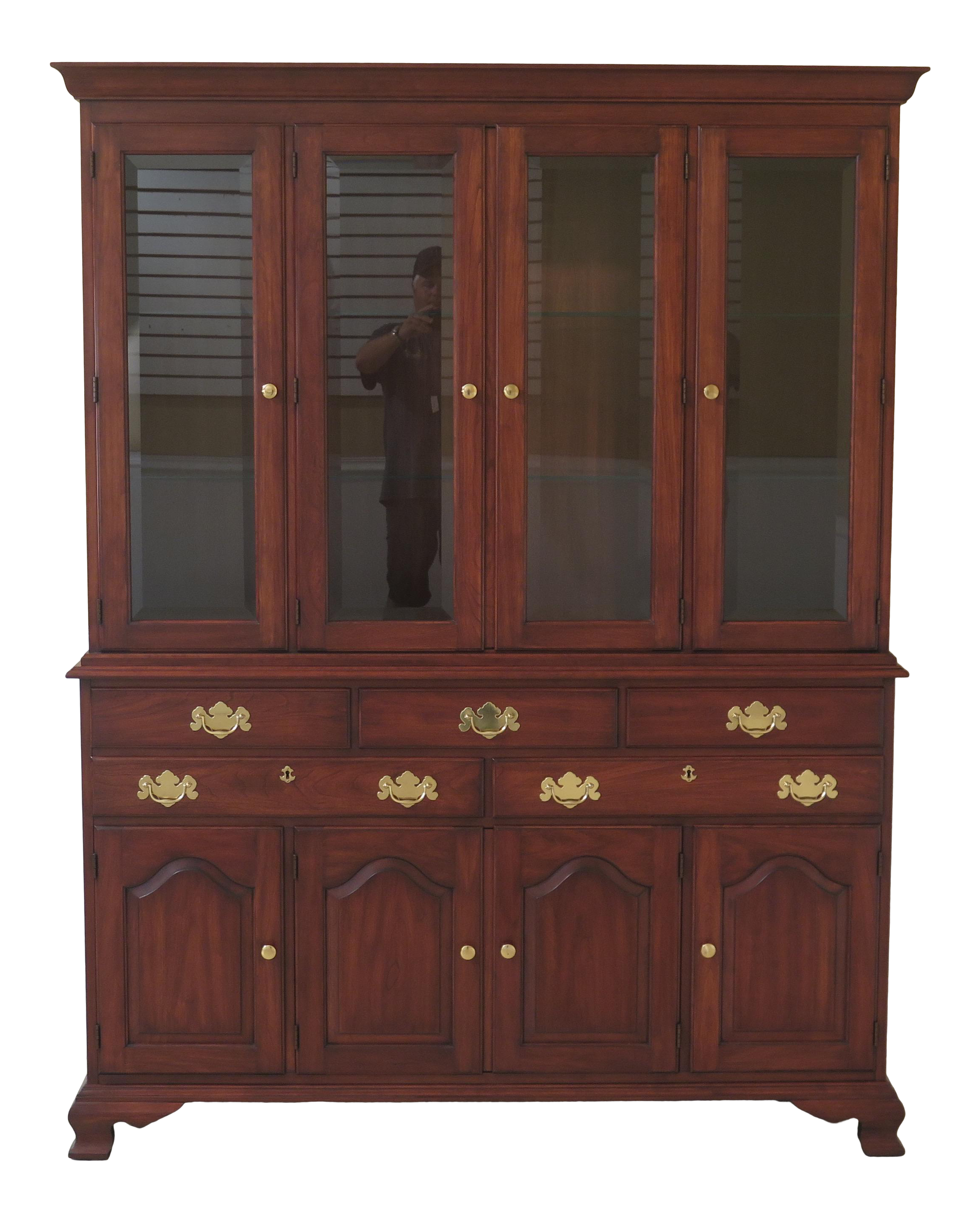 1980s Vintage Henkel Harris 4 Door Cherry Model 2360 China Cabinet