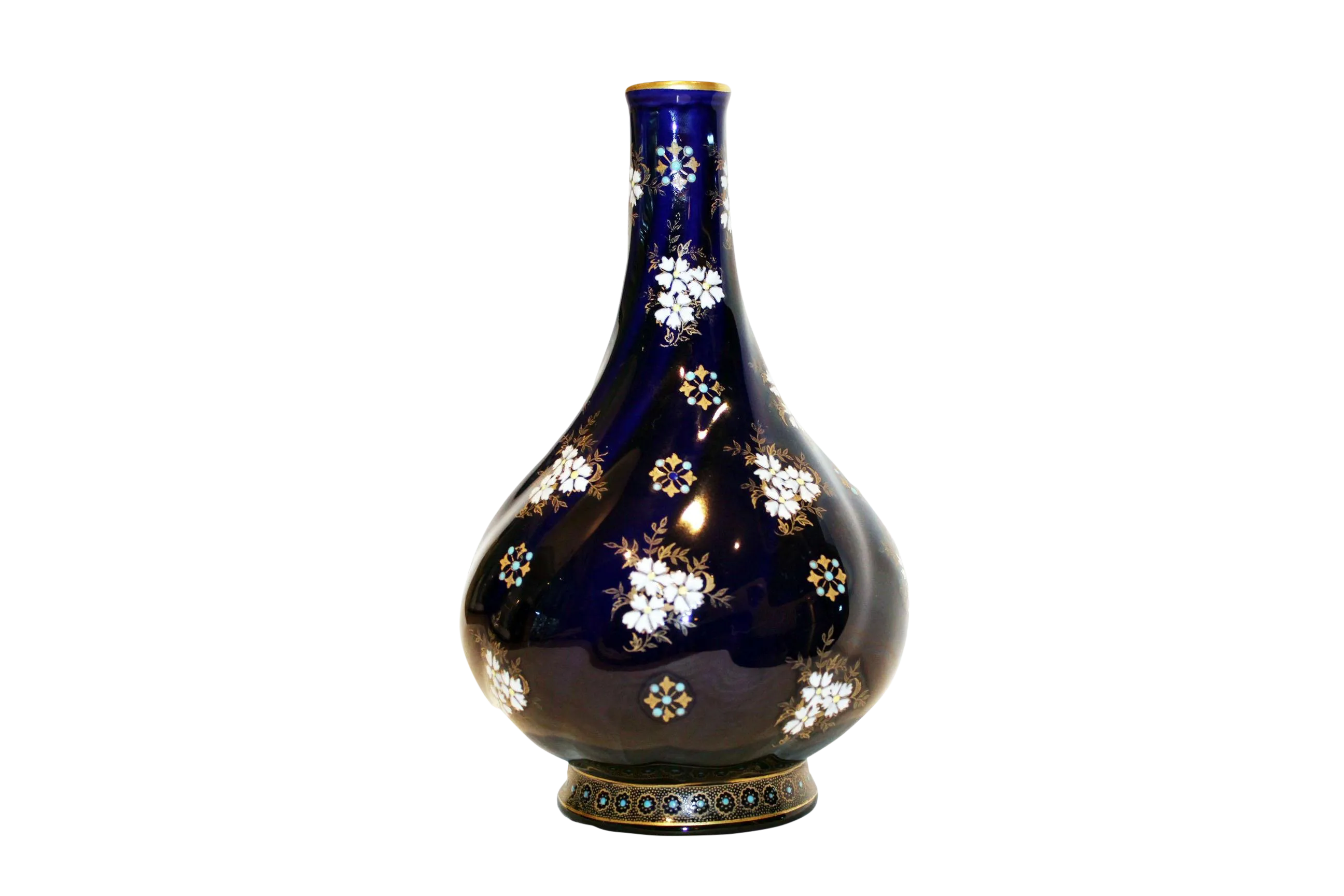 Vintage Dark Blue Fine Art Ceramic Vase Chairish