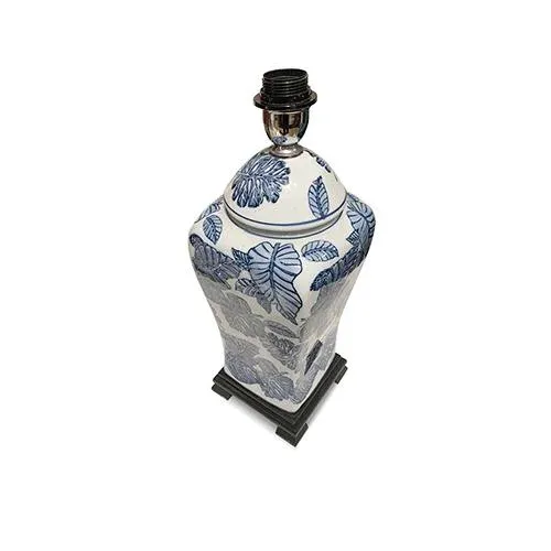 Asian Leave Pattern Ginger Jar Shape Table Lamp