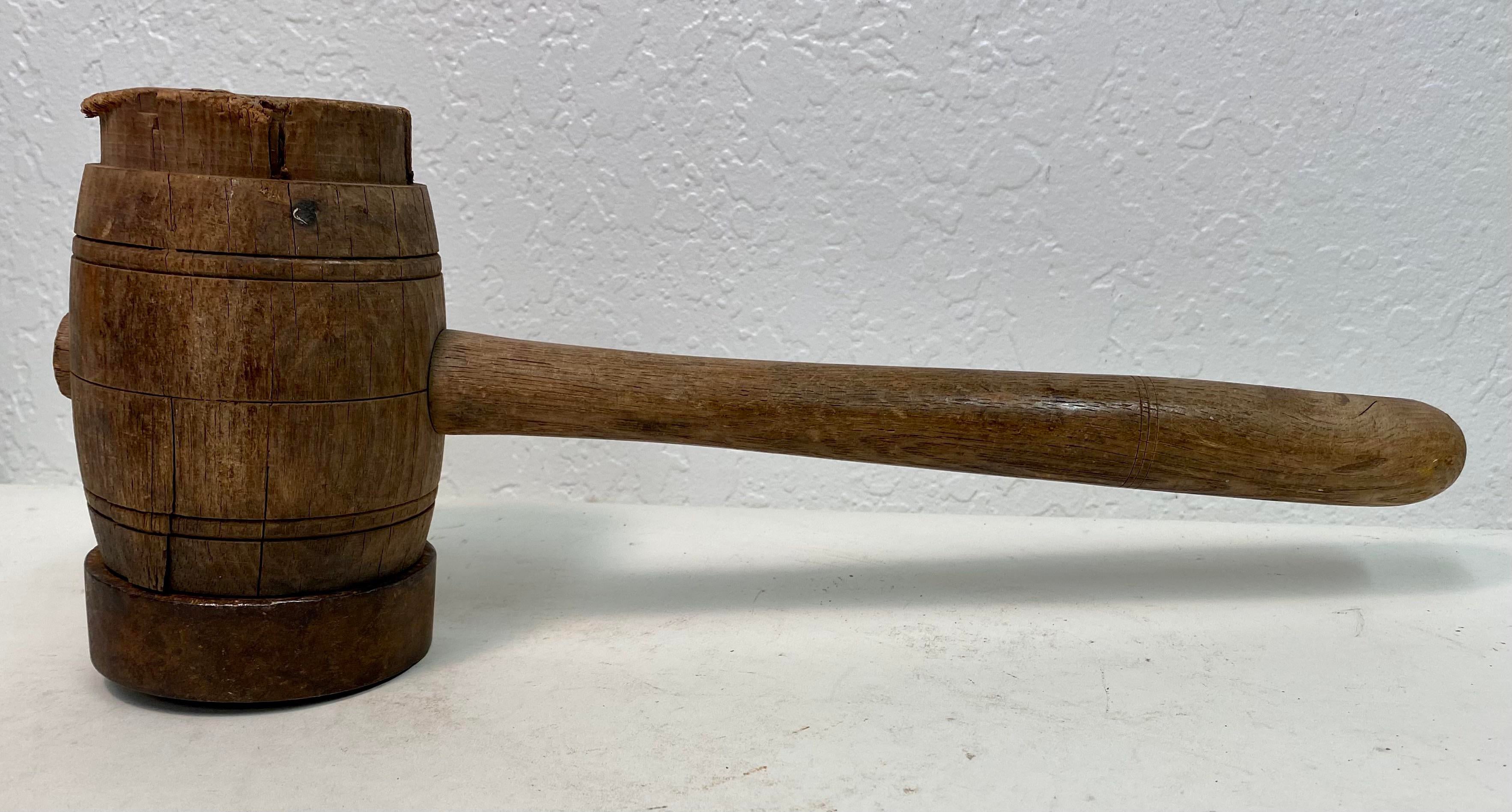 Large Antique Wooden Mallet / Hammer From England