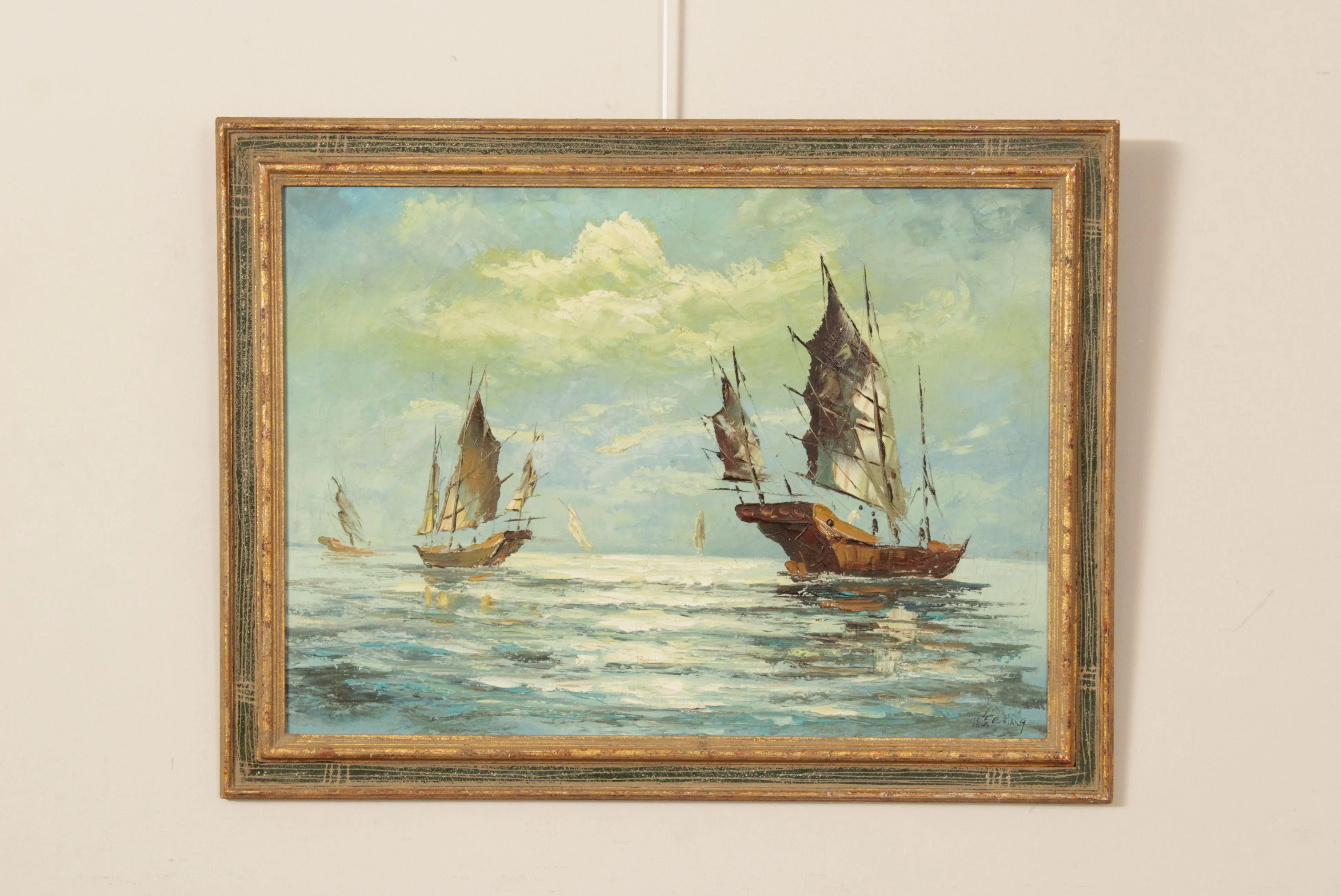 最初の  Ships Trading Chinese at S. W. by Painting Original Sea 洋書