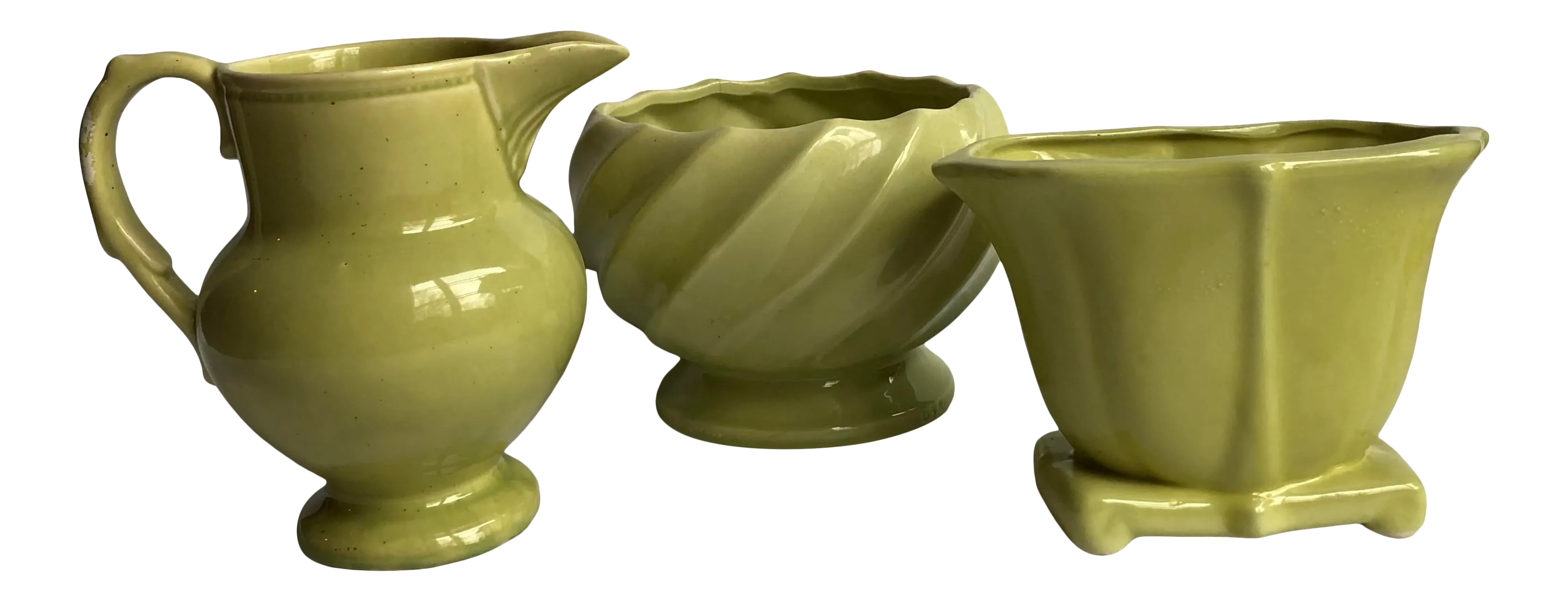 Mid 20th Century Green Pottery Collection Set of 3 Chairish