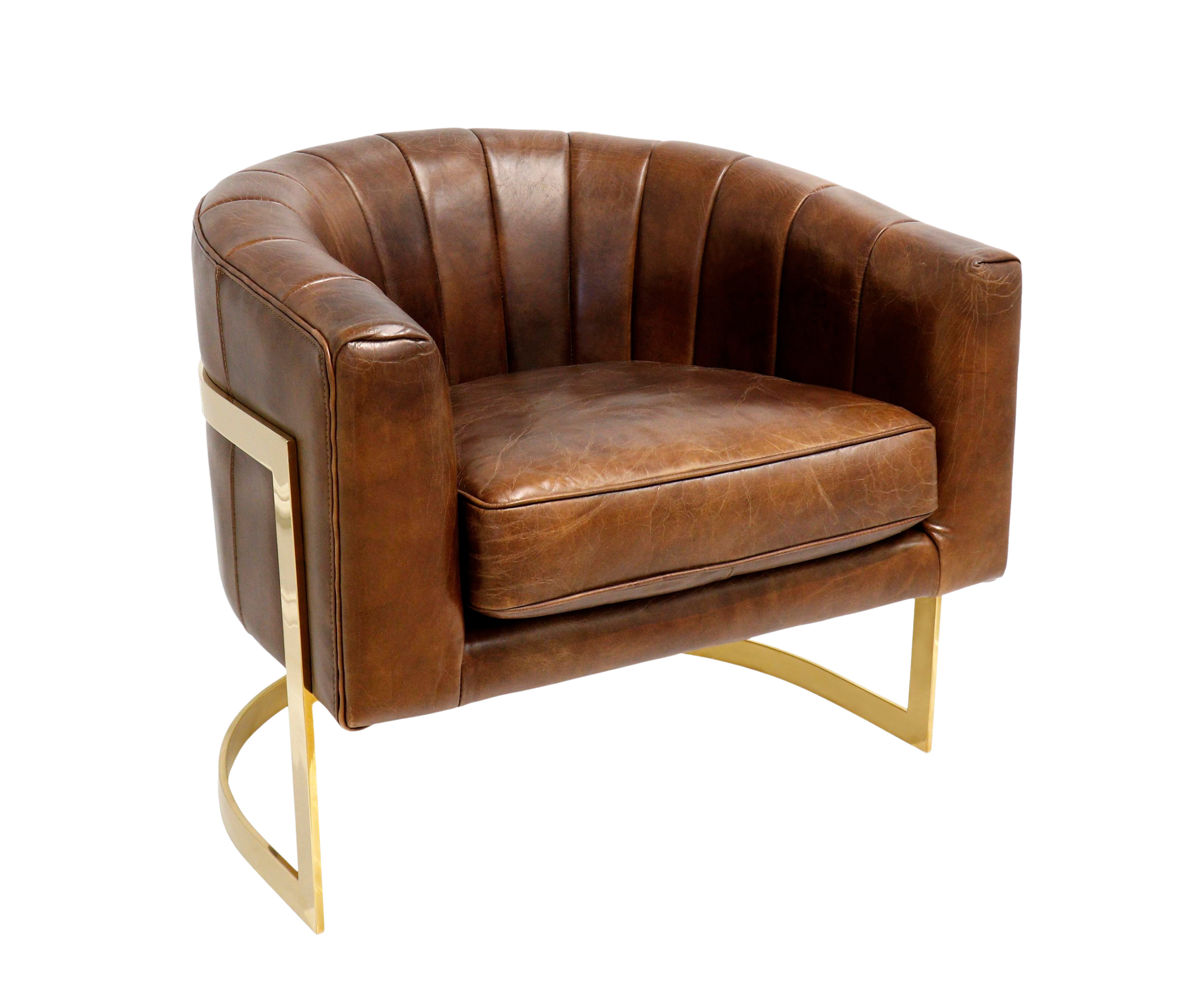 Vintage leather barrel deals chair