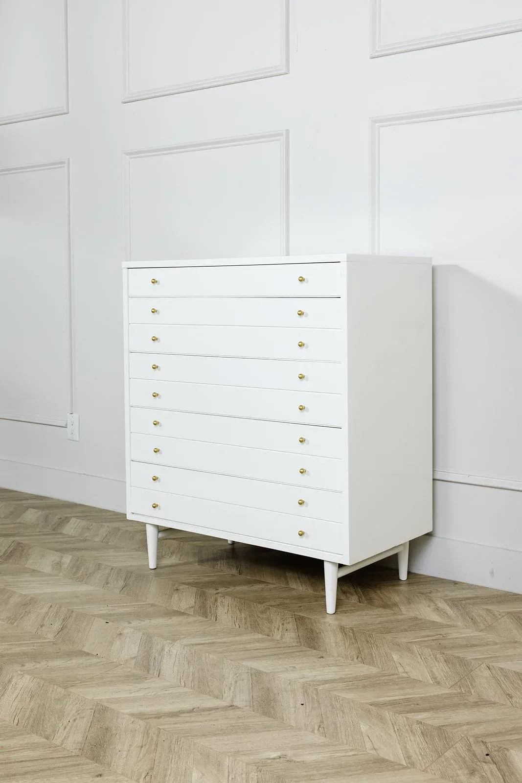 white mid century modern dresser LuxenHome Mid-Century Wave 6-Drawer 47.2-Inch Wide The Hildon sets a tone for any room which is what mid century style is all about Vintage Mid-Century Modern Highboy Dresser