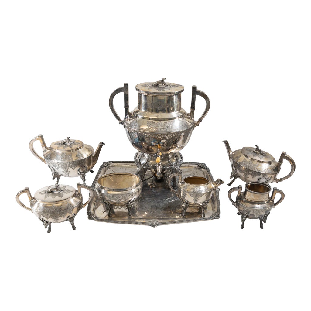 19th Century American Victorian Eastlake Silverplate Tea Set by Rogers ...