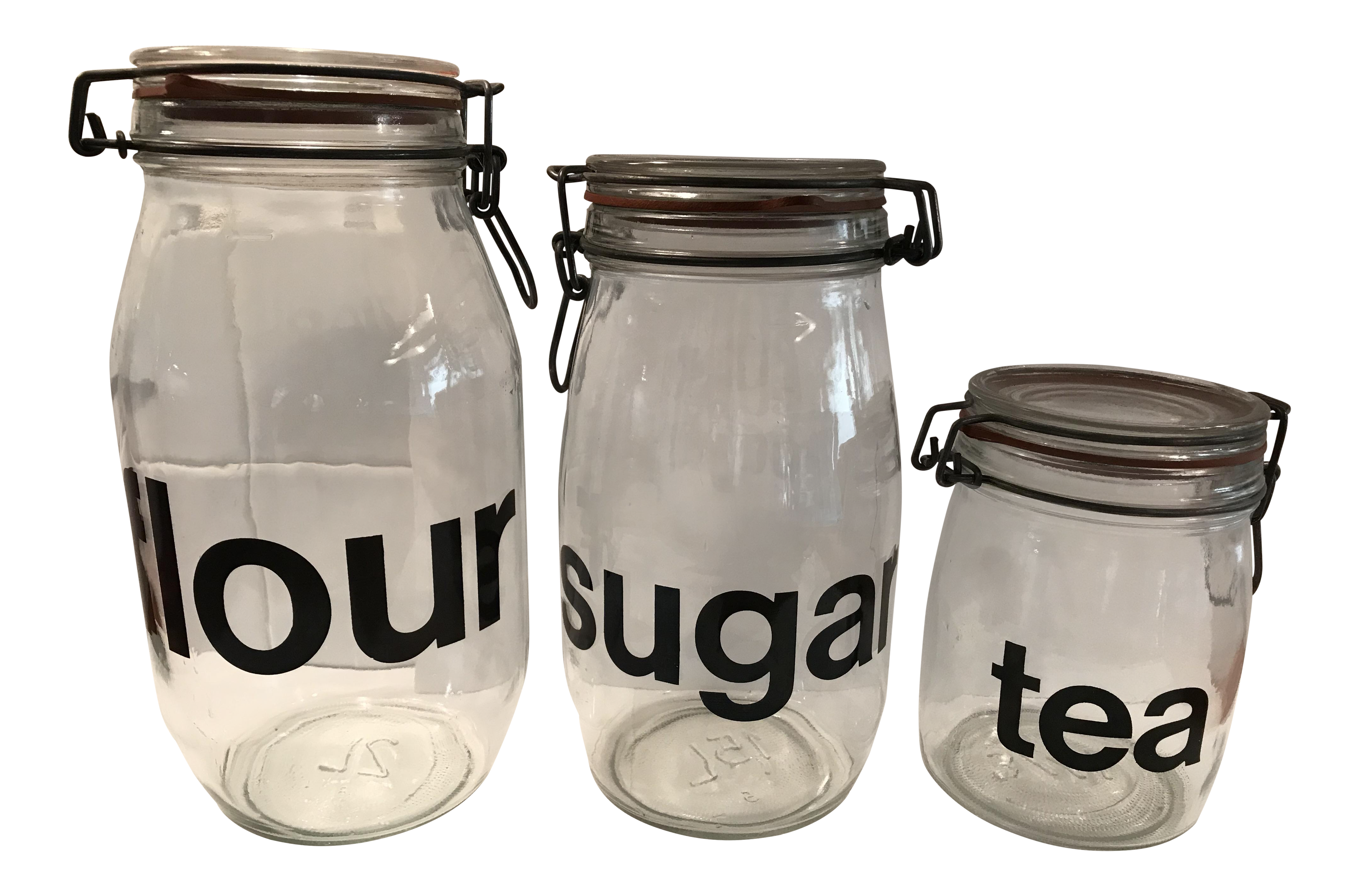 Vintage Glass Kitchen Canisters - Set of 3 | Chairish