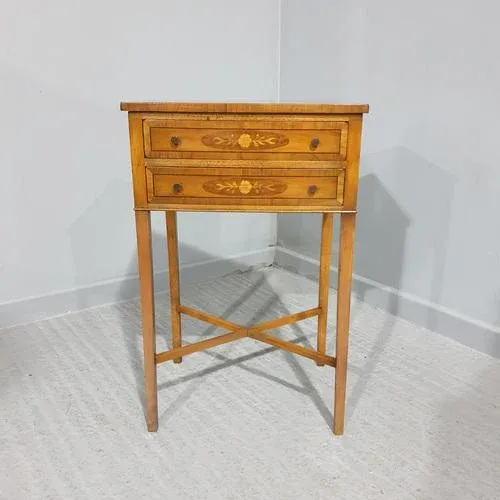 Yew Wood Inlaid Side Table