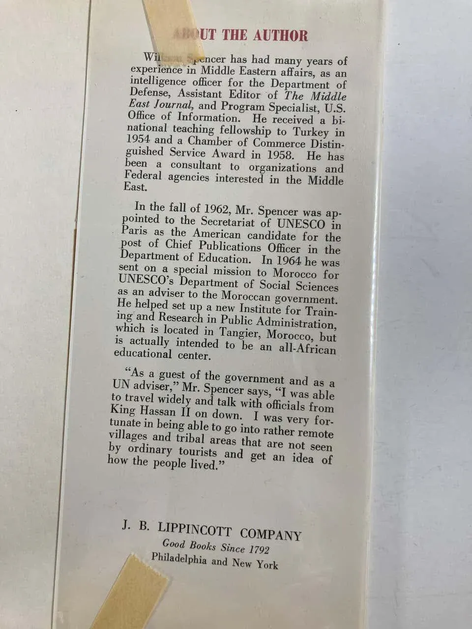 The Land and People of Morocco by William Spencer, 1973 Book