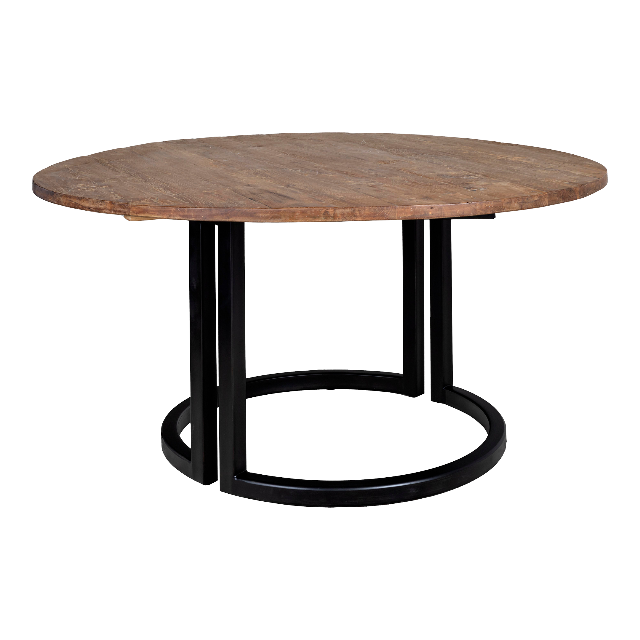 Reclaimed Elm Wood Table Top With Metal Base Chairish